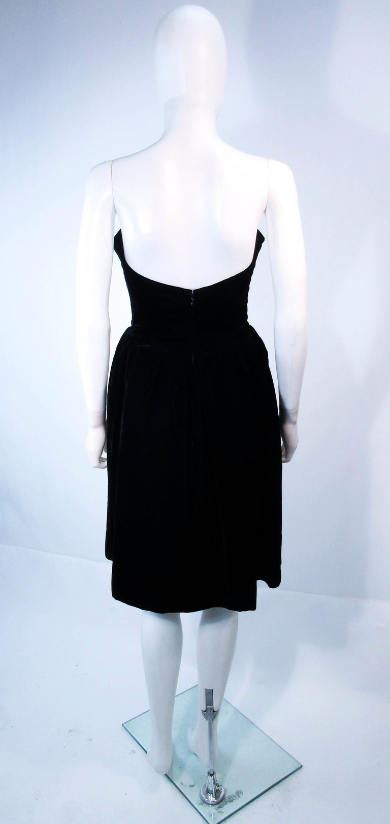 YVES SAINT LAURENT Black Velvet Cocktail Dress with Full Skirt Size 38 ...