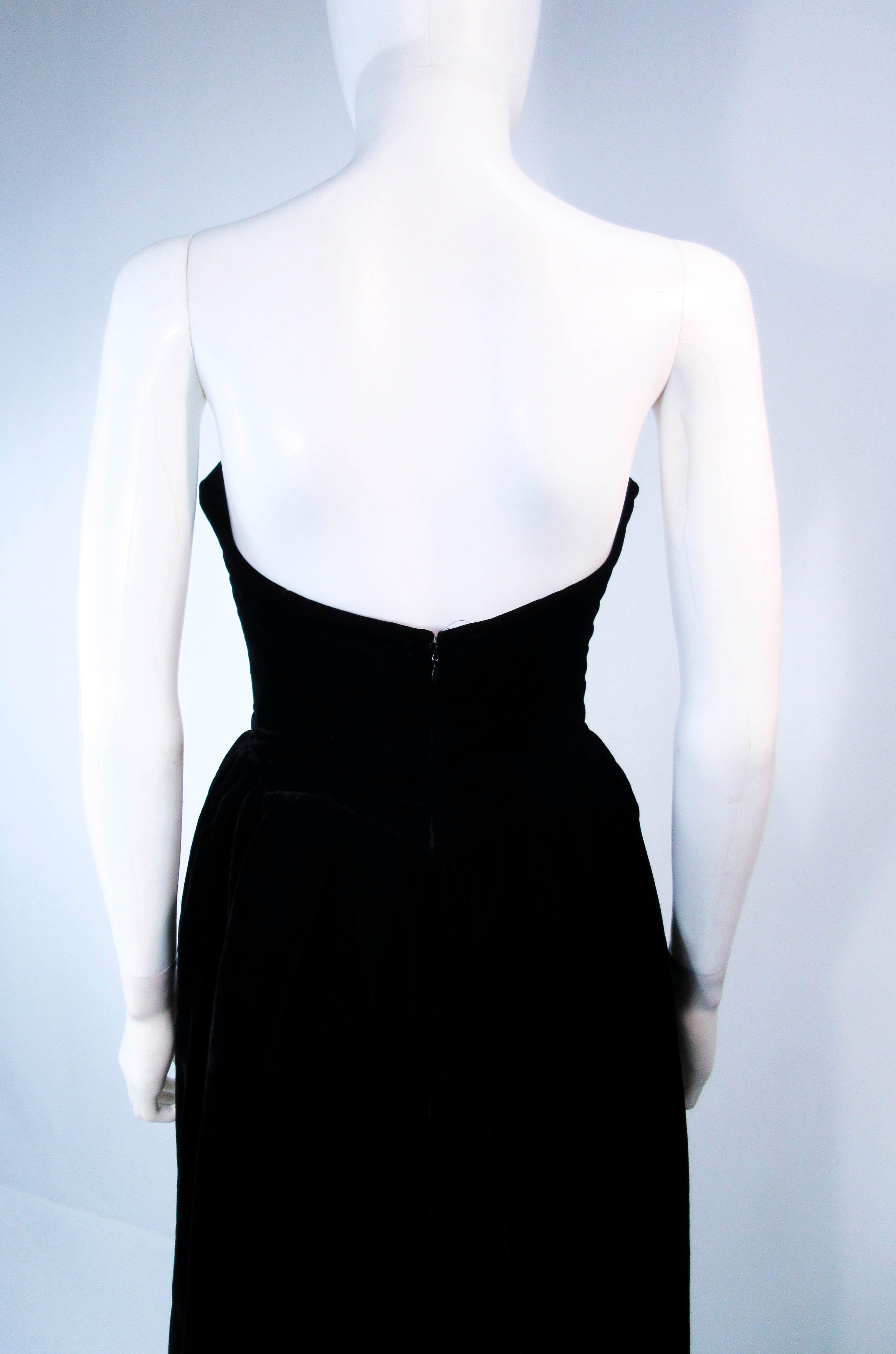 YVES SAINT LAURENT Black Velvet Cocktail Dress with Full Skirt Size 38 For Sale 4
