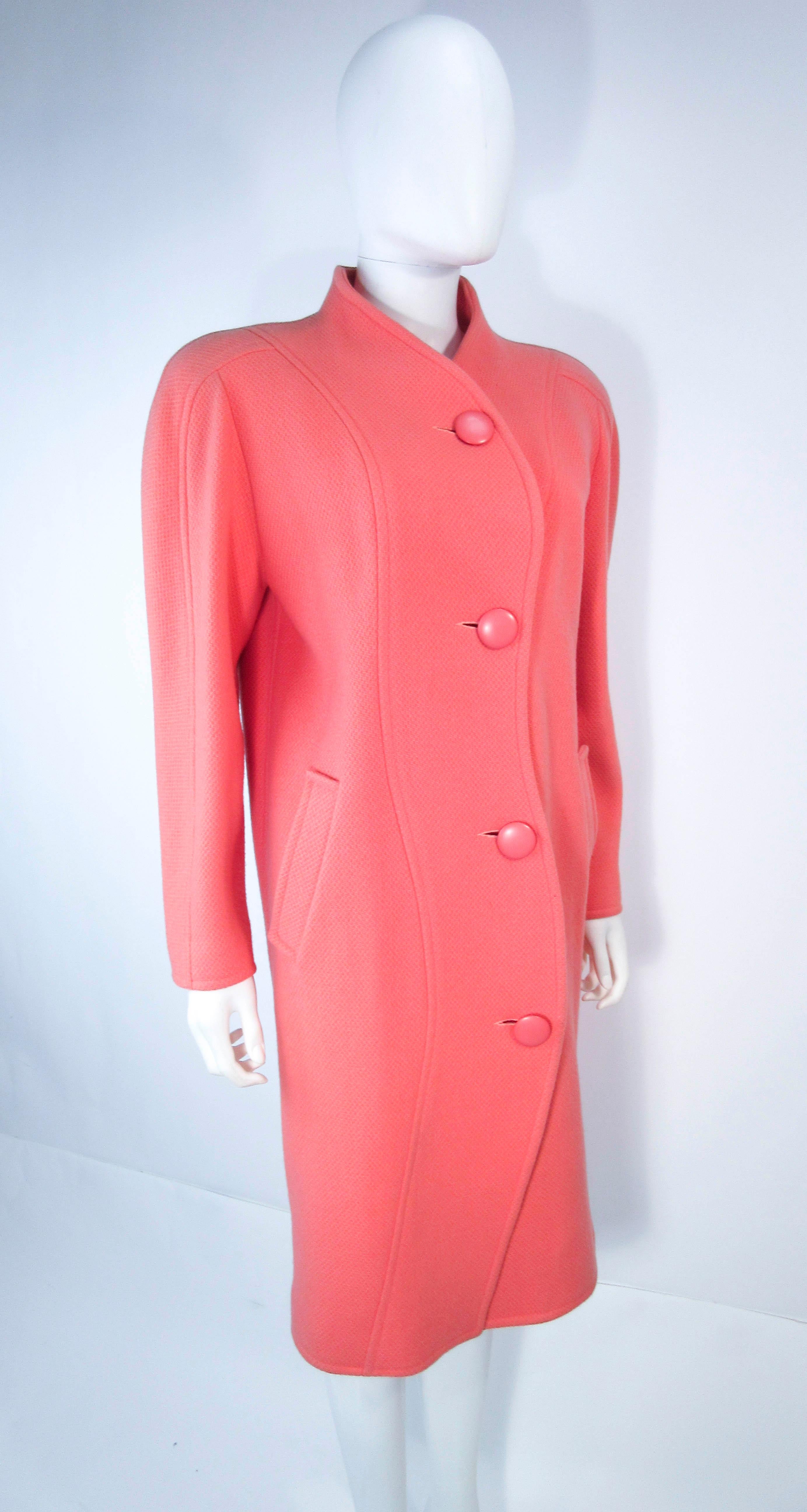 COURREGES Peach Coral Wool Coat Size 00 In Good Condition For Sale In Los Angeles, CA