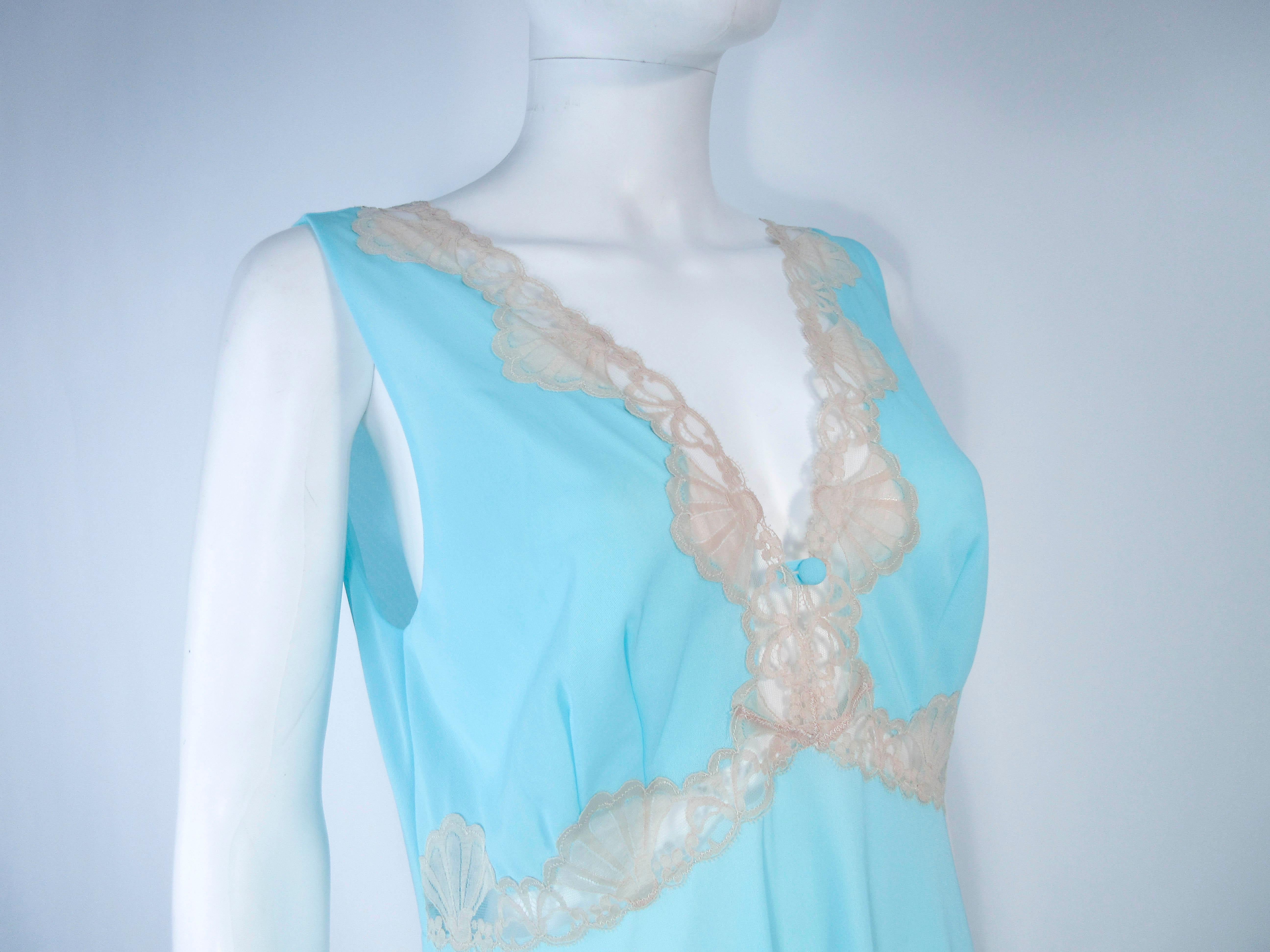 Women's EMILIO PUCCI 'Formfit Rogers' Light Blue Nude Lace Trim Slip Dress NWT Size M