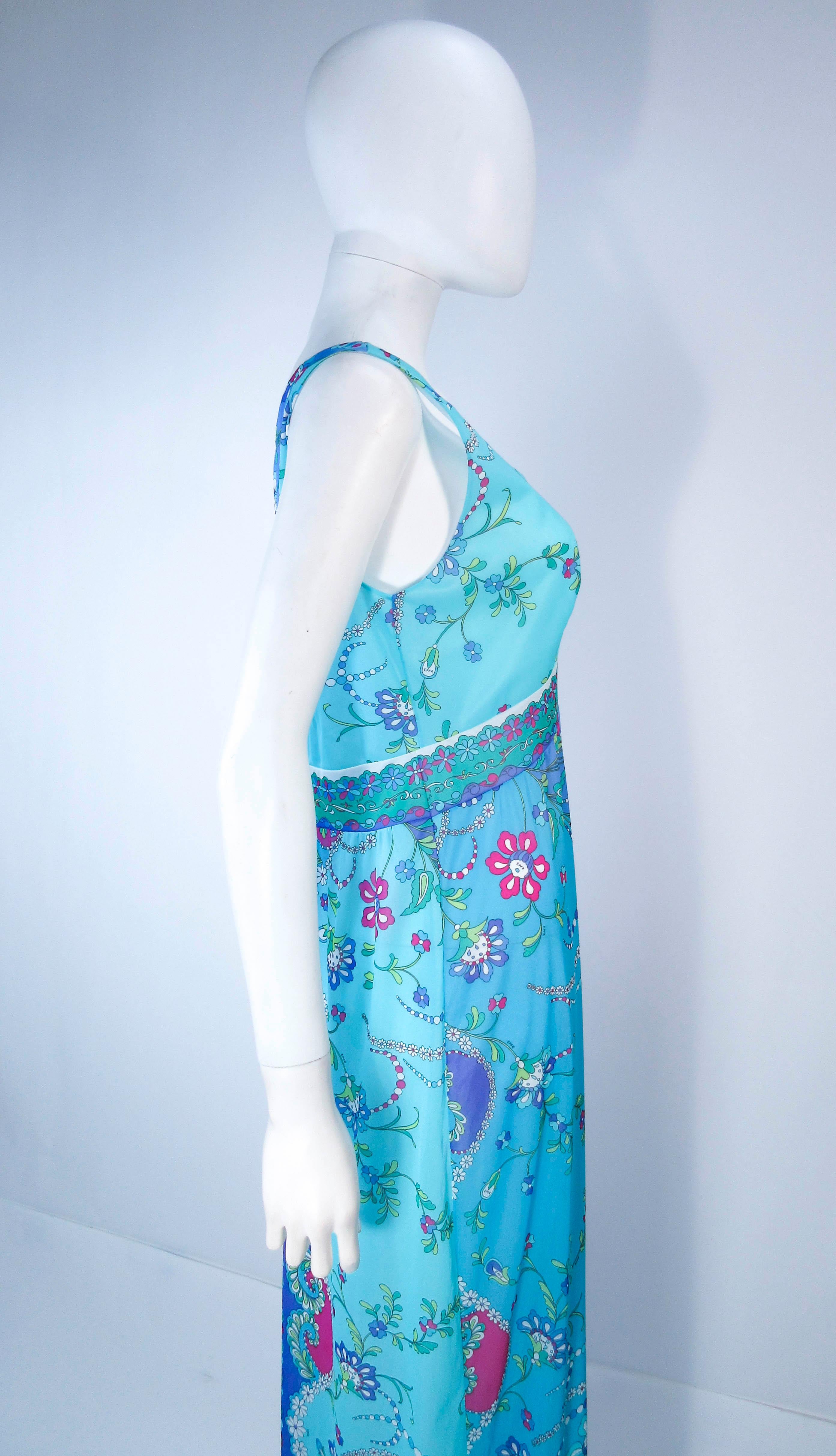 EMILIO PUCCI Light Blue and Purple Abstract Print Maxi Dress Size M  6