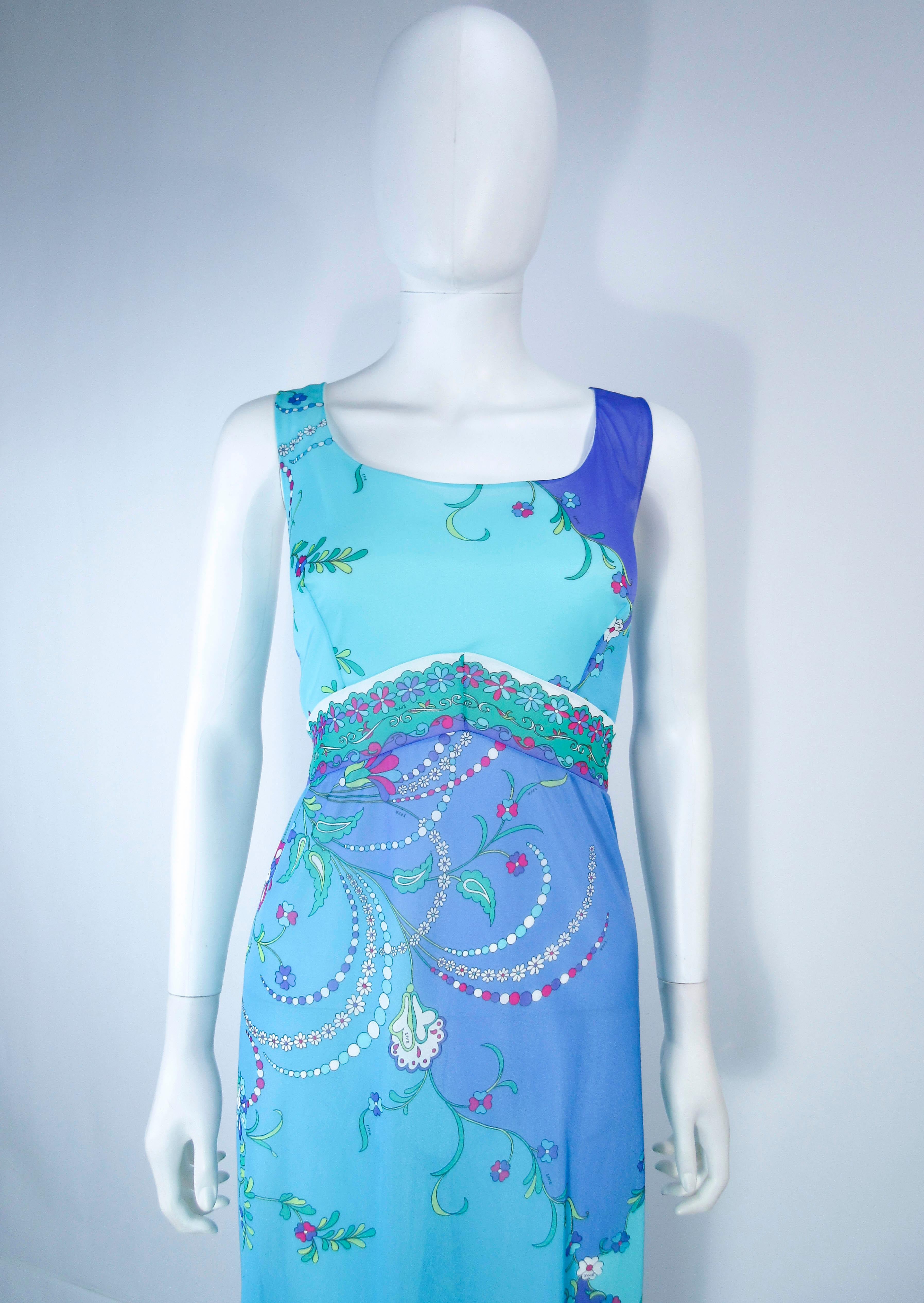 Women's EMILIO PUCCI Light Blue and Purple Abstract Print Maxi Dress Size M 