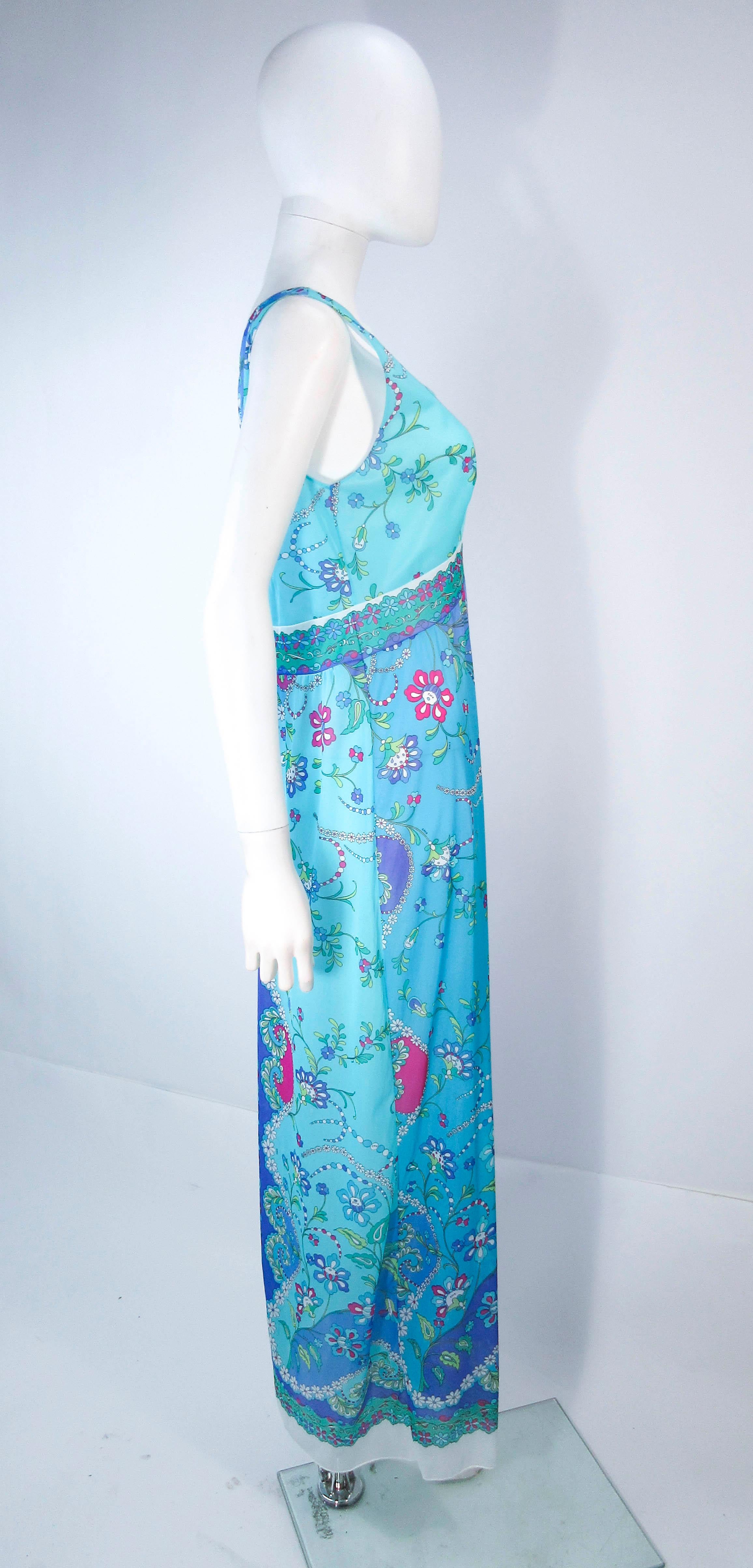 EMILIO PUCCI Light Blue and Purple Abstract Print Maxi Dress Size M  5