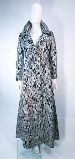 RICCO CALIFORNIA Black & Silver Long Psychedelic Maxi Coat Size S 2 4