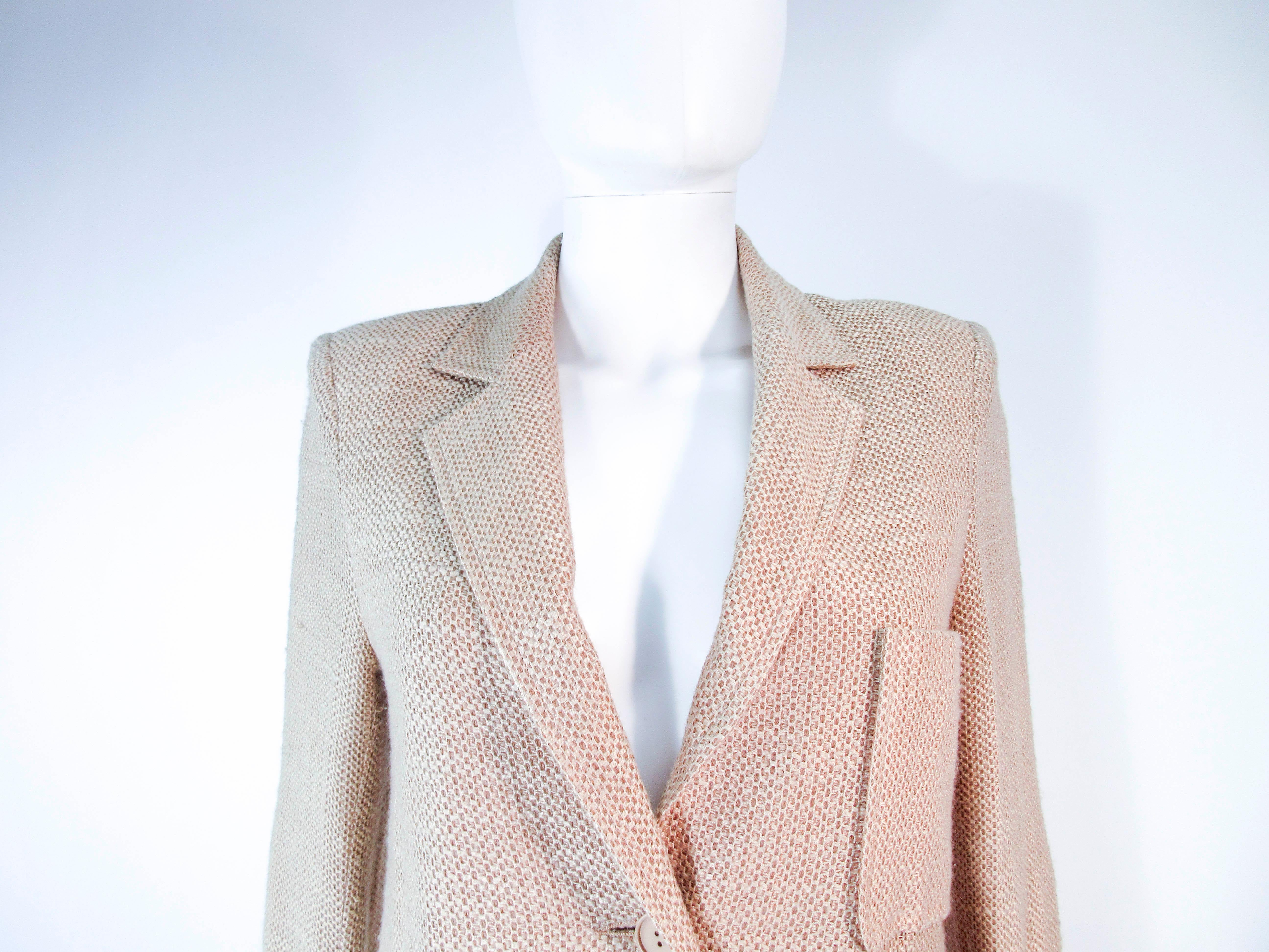VALENTINO Vintage 1970's Beige and Tan Tweed Long Coat Size 10 In Good Condition In Los Angeles, CA