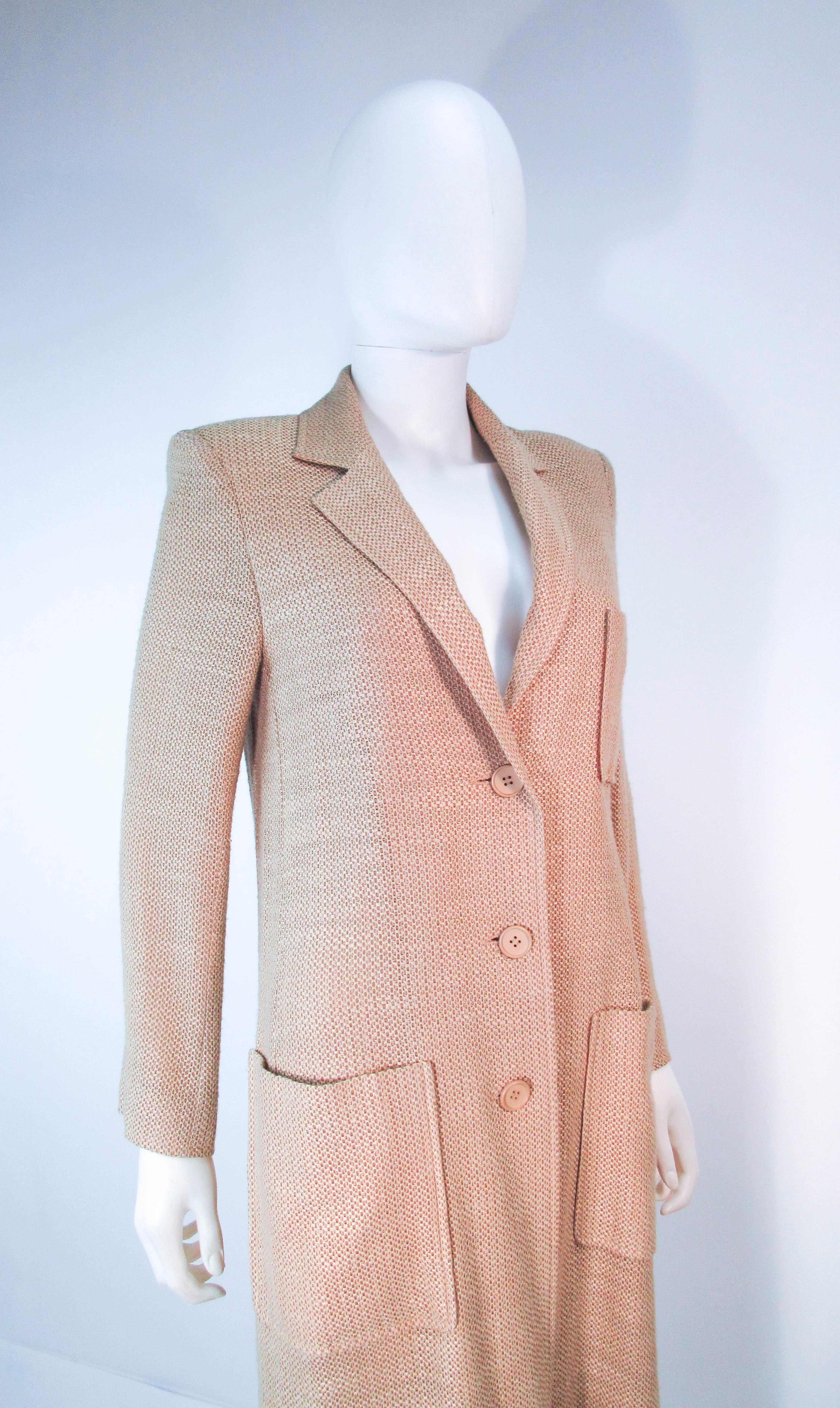 VALENTINO Vintage 1970's Beige and Tan Tweed Long Coat Size 10 1