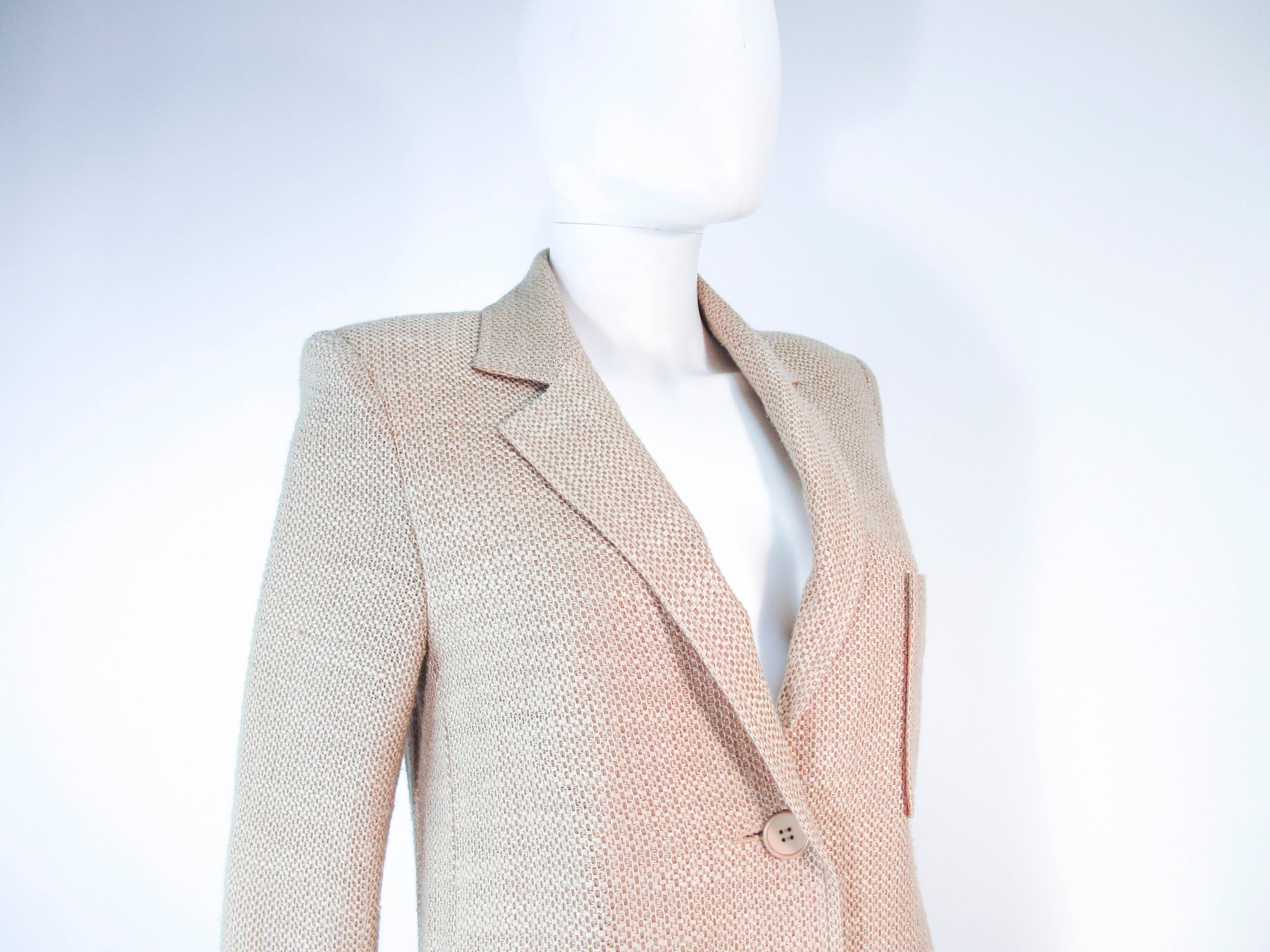 VALENTINO Vintage 1970's Beige and Tan Tweed Long Coat Size 10 2