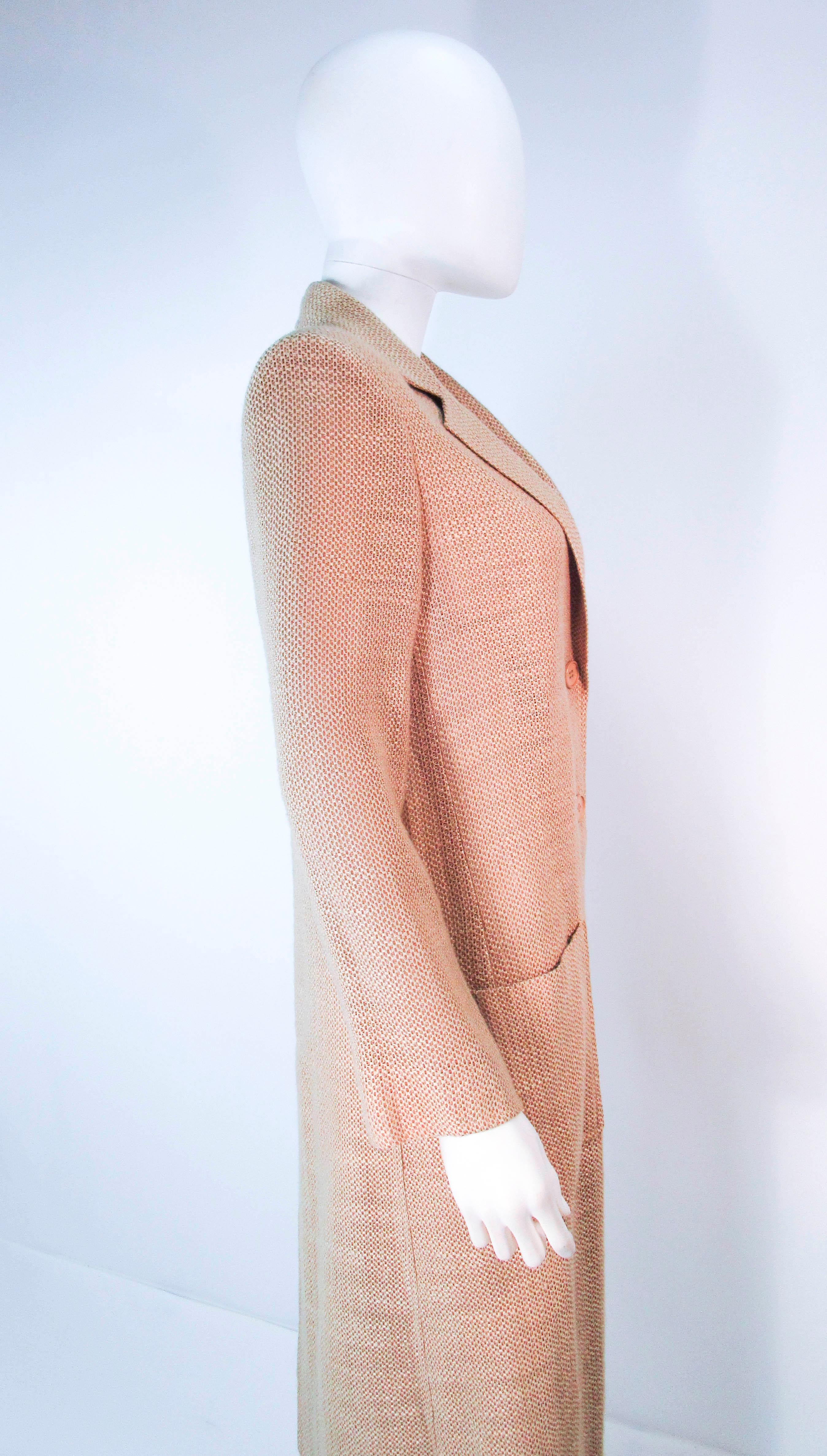 VALENTINO Vintage 1970's Beige and Tan Tweed Long Coat Size 10 4