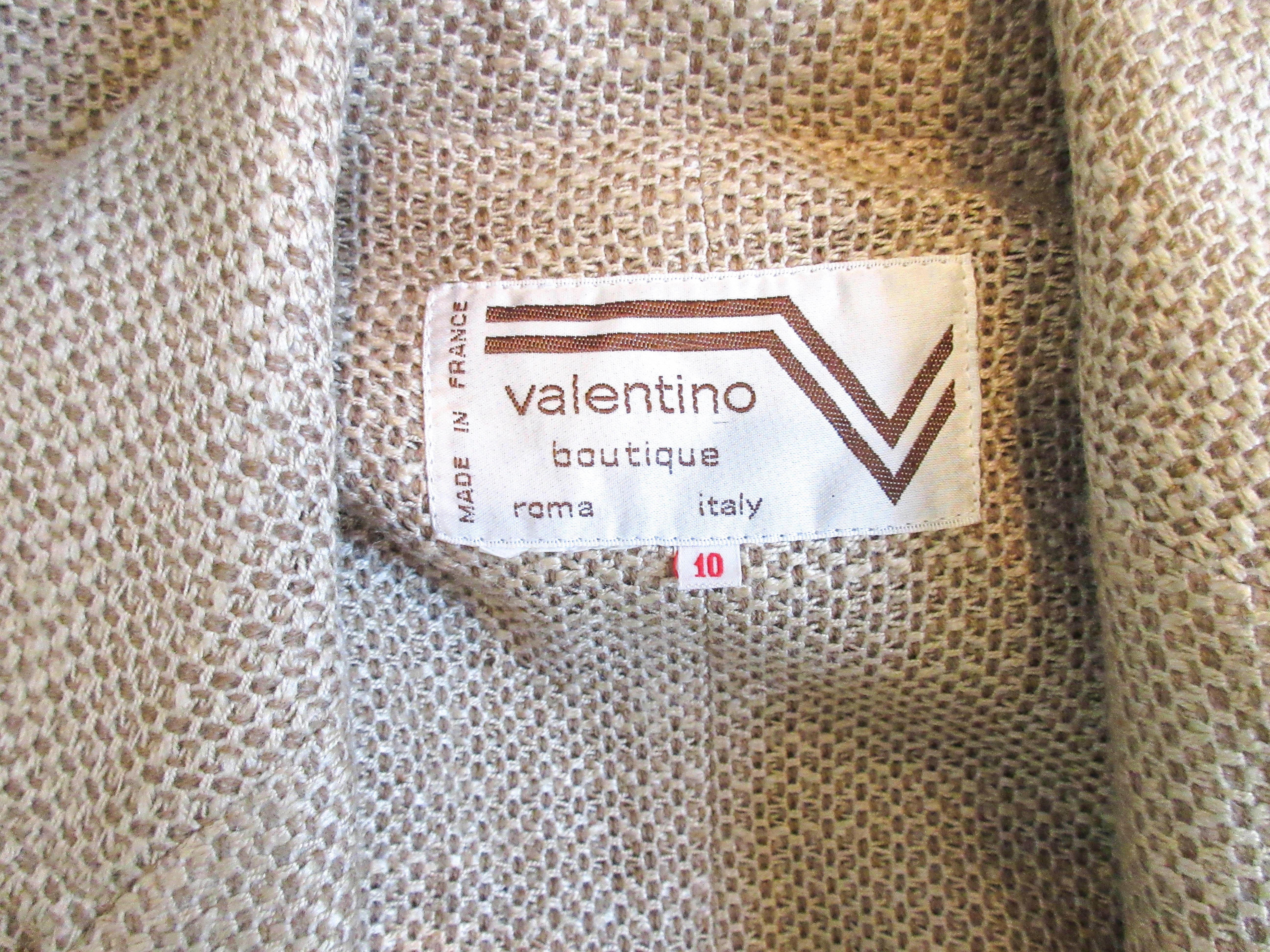 VALENTINO Vintage 1970's Beige and Tan Tweed Long Coat Size 10 7