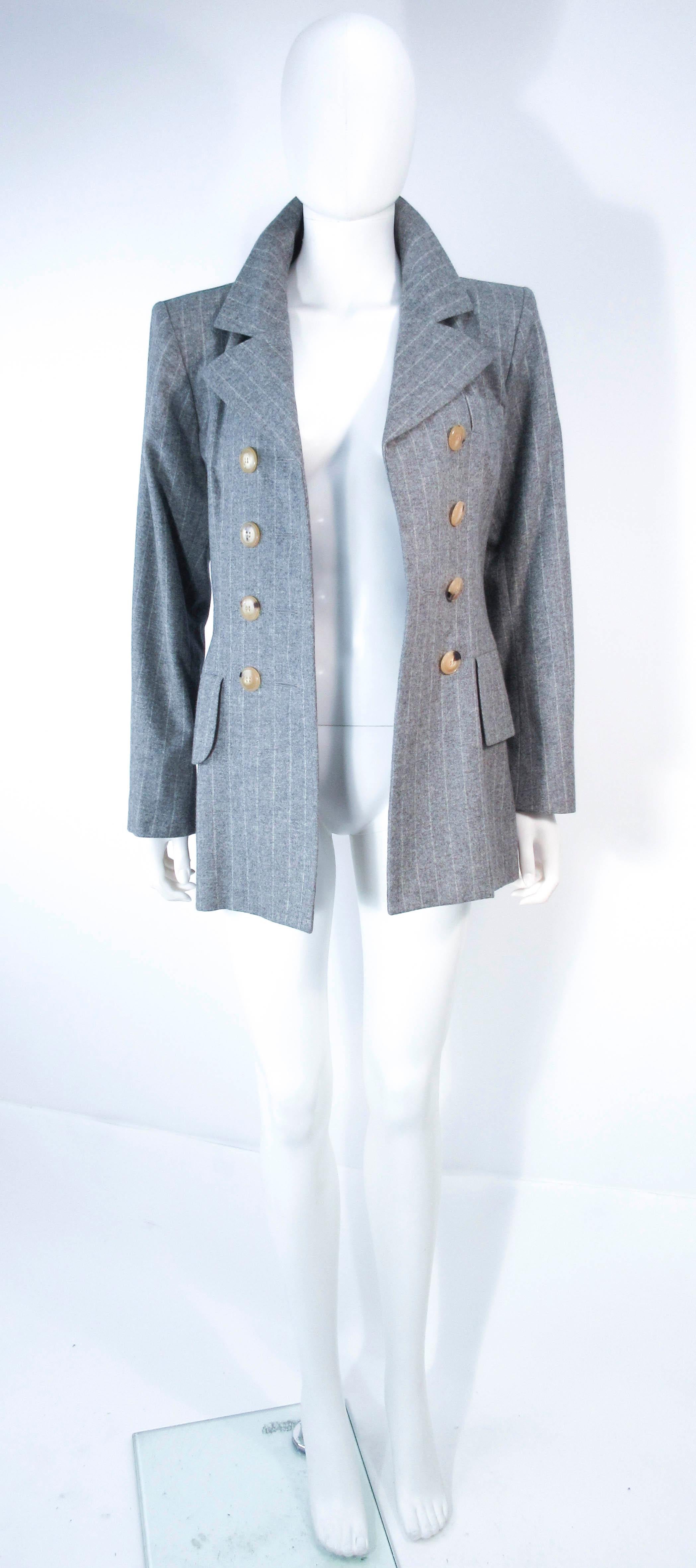 YVES SAINT LAURENT - Ensemble pantalon court à rayures en laine grise, taille 40 en vente 10