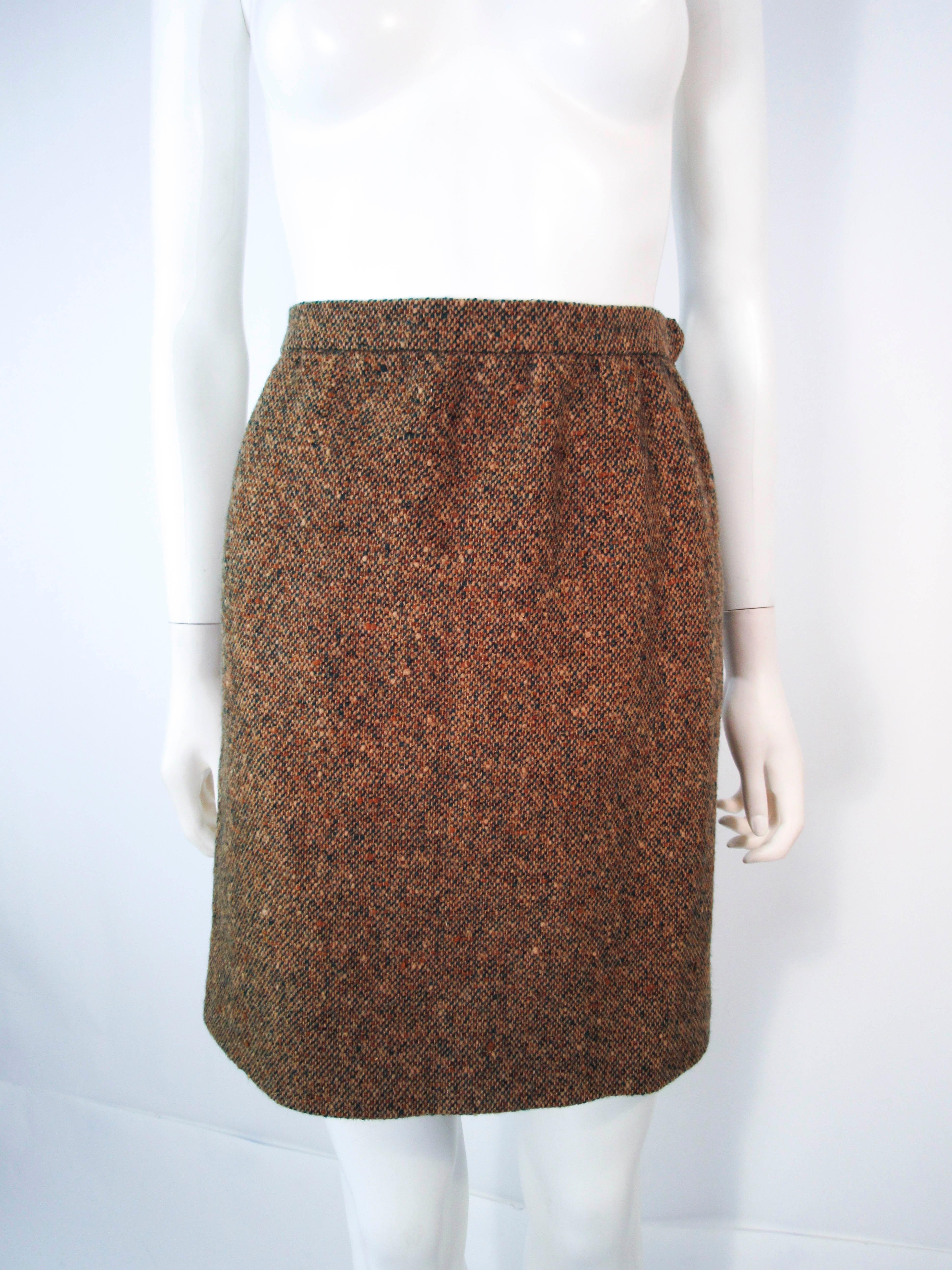 YVES SAINT LAURENT 1970's Brown & Green Skirt Suit Size 4 6 For Sale 8