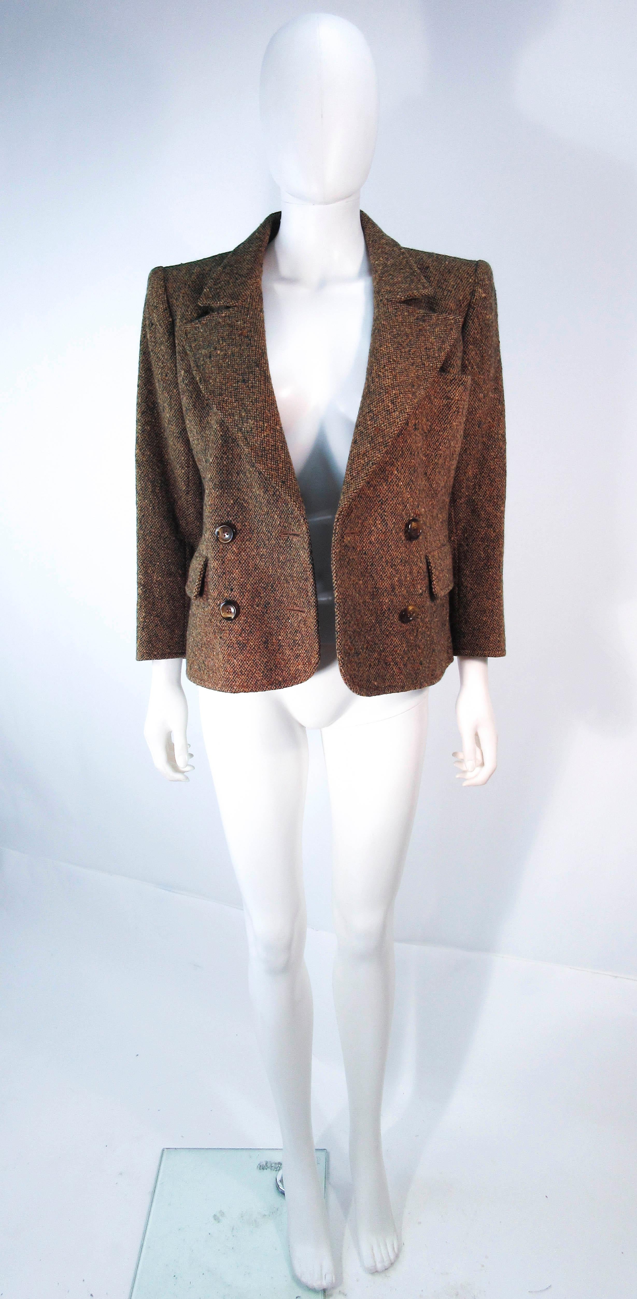 YVES SAINT LAURENT 1970's Brown & Green Skirt Suit Size 4 6 For Sale 12