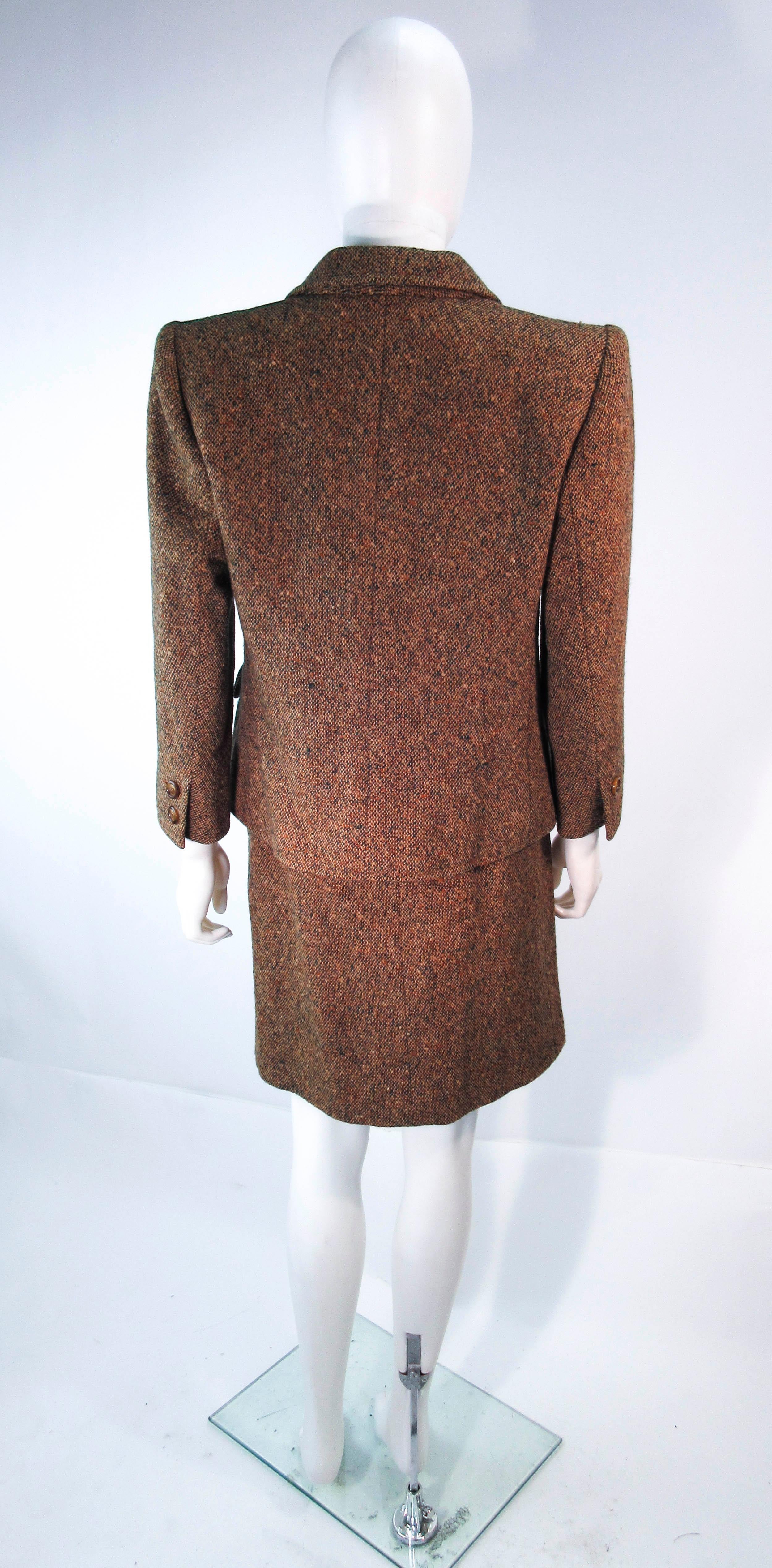 YVES SAINT LAURENT 1970's Brown & Green Skirt Suit Size 4 6 For Sale 6