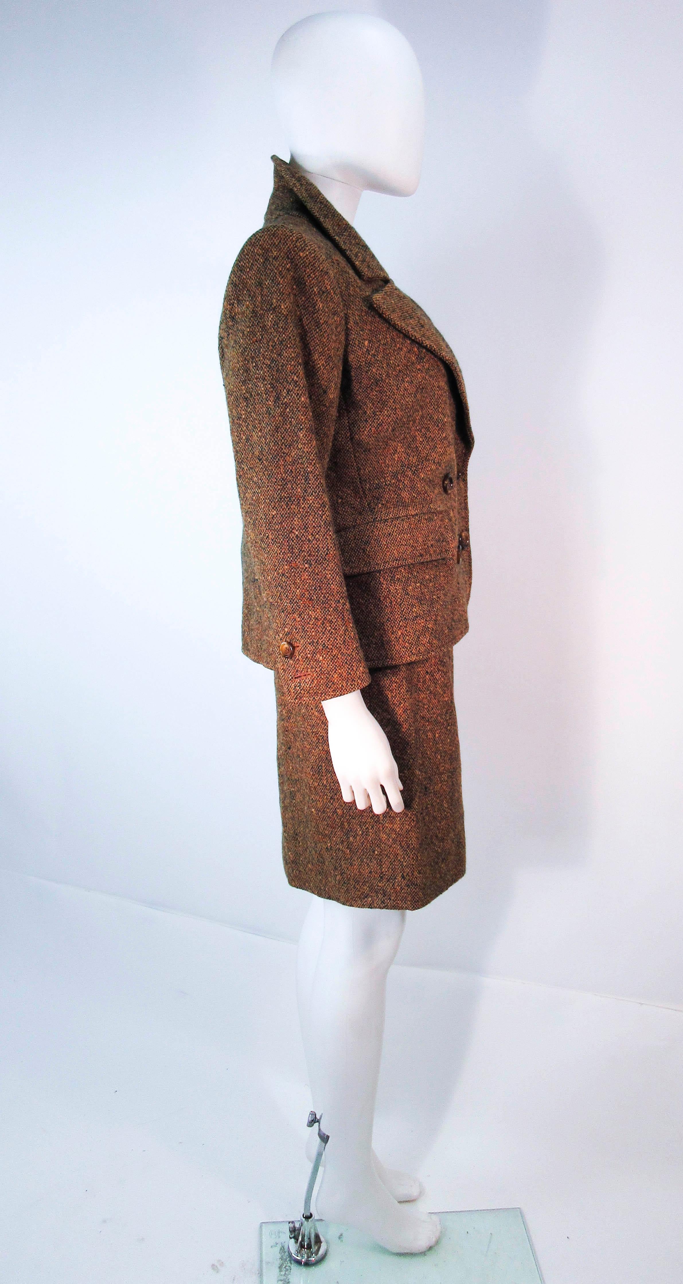 YVES SAINT LAURENT 1970's Brown & Green Skirt Suit Size 4 6 For Sale 5
