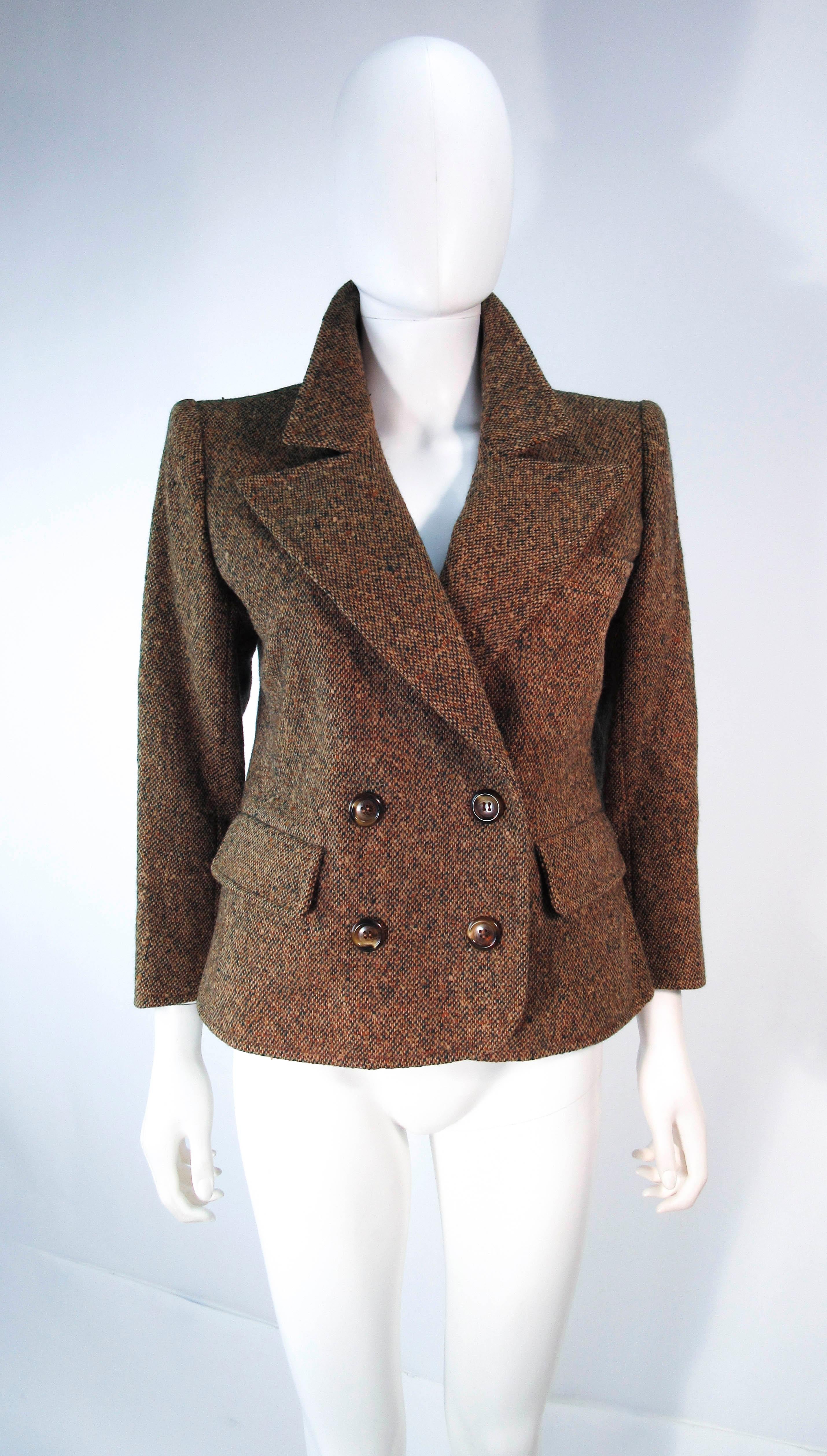 YVES SAINT LAURENT 1970's Brown & Green Skirt Suit Size 4 6 For Sale 10