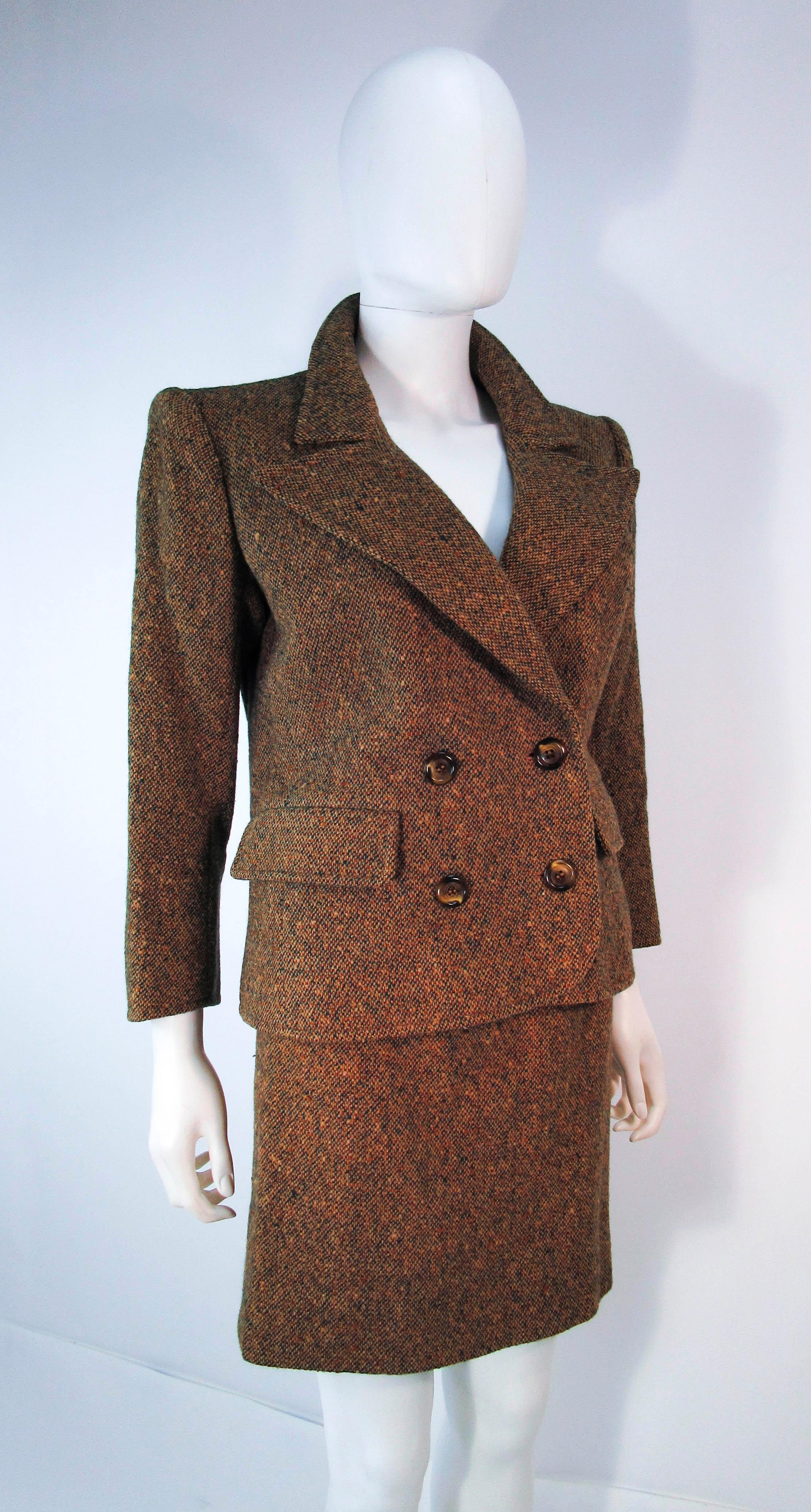 YVES SAINT LAURENT 1970's Brown & Green Skirt Suit Size 4 6 For Sale 3