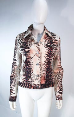 OLEG CASSINI Night Sport Animal Print Sequin Denim Jacket Size 6