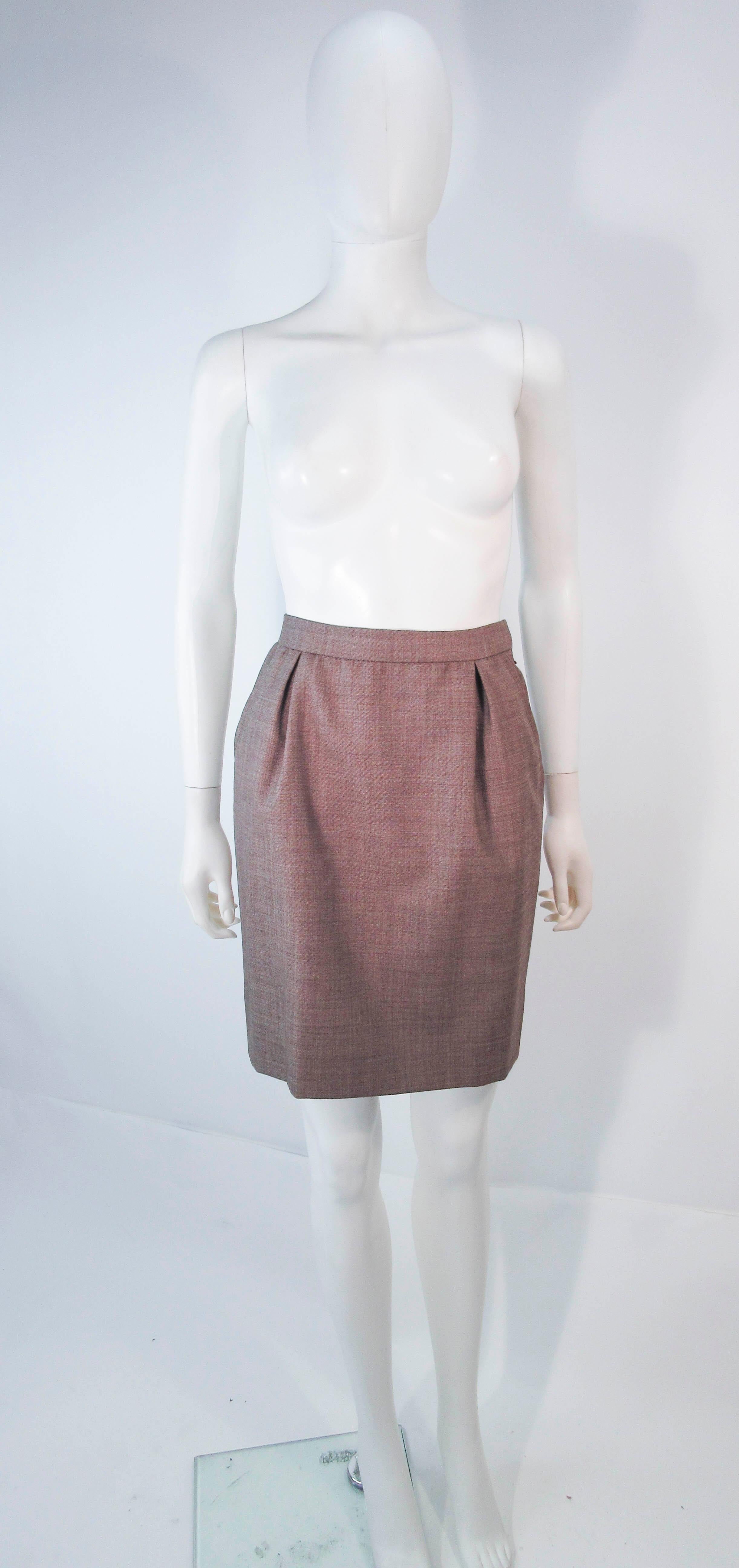 YVES SAINT LAURENT 1970's Brown Skirt Suit Size 4 6 8