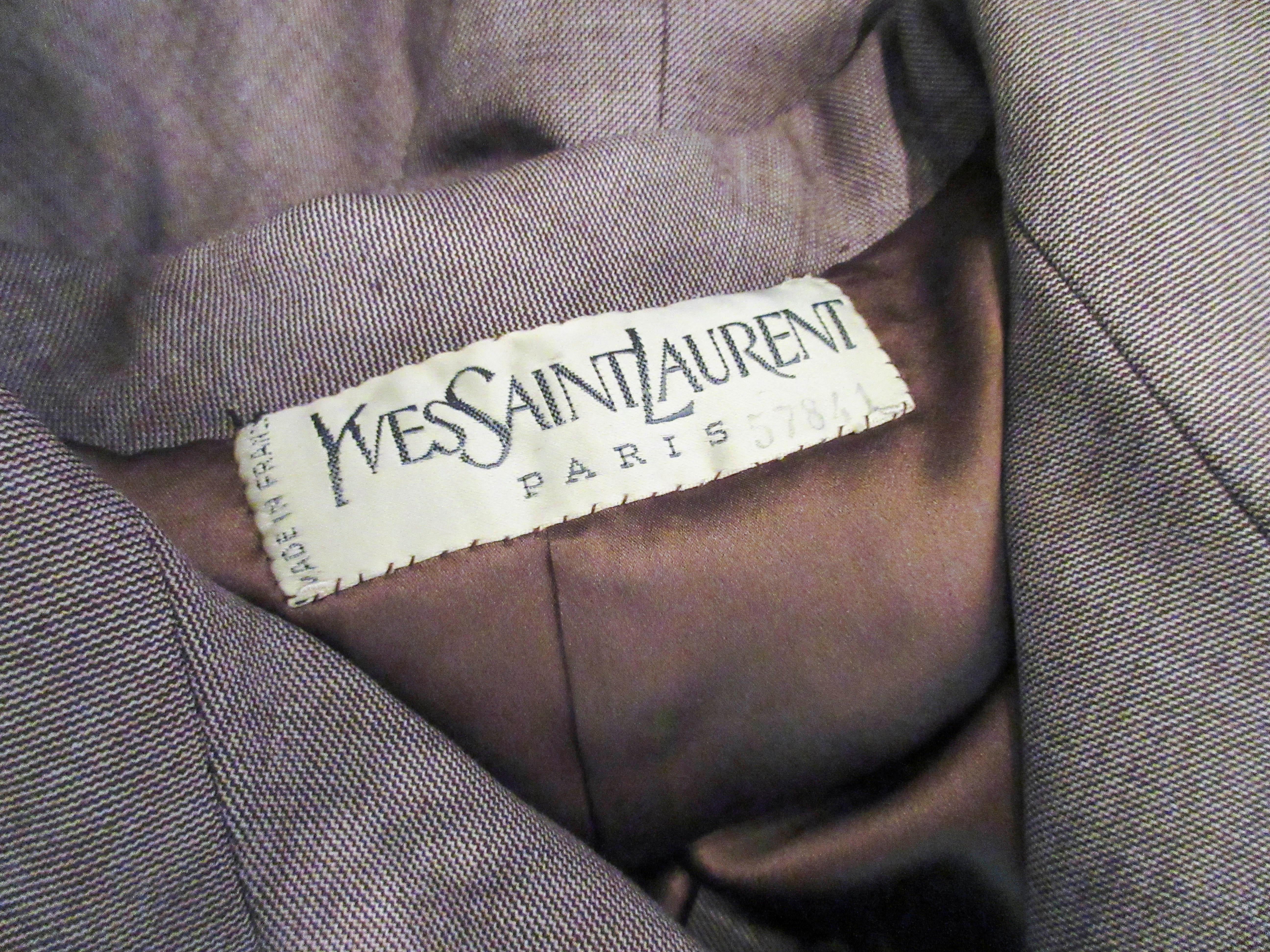 YVES SAINT LAURENT 1970's Brown Skirt Suit Size 4 6 10