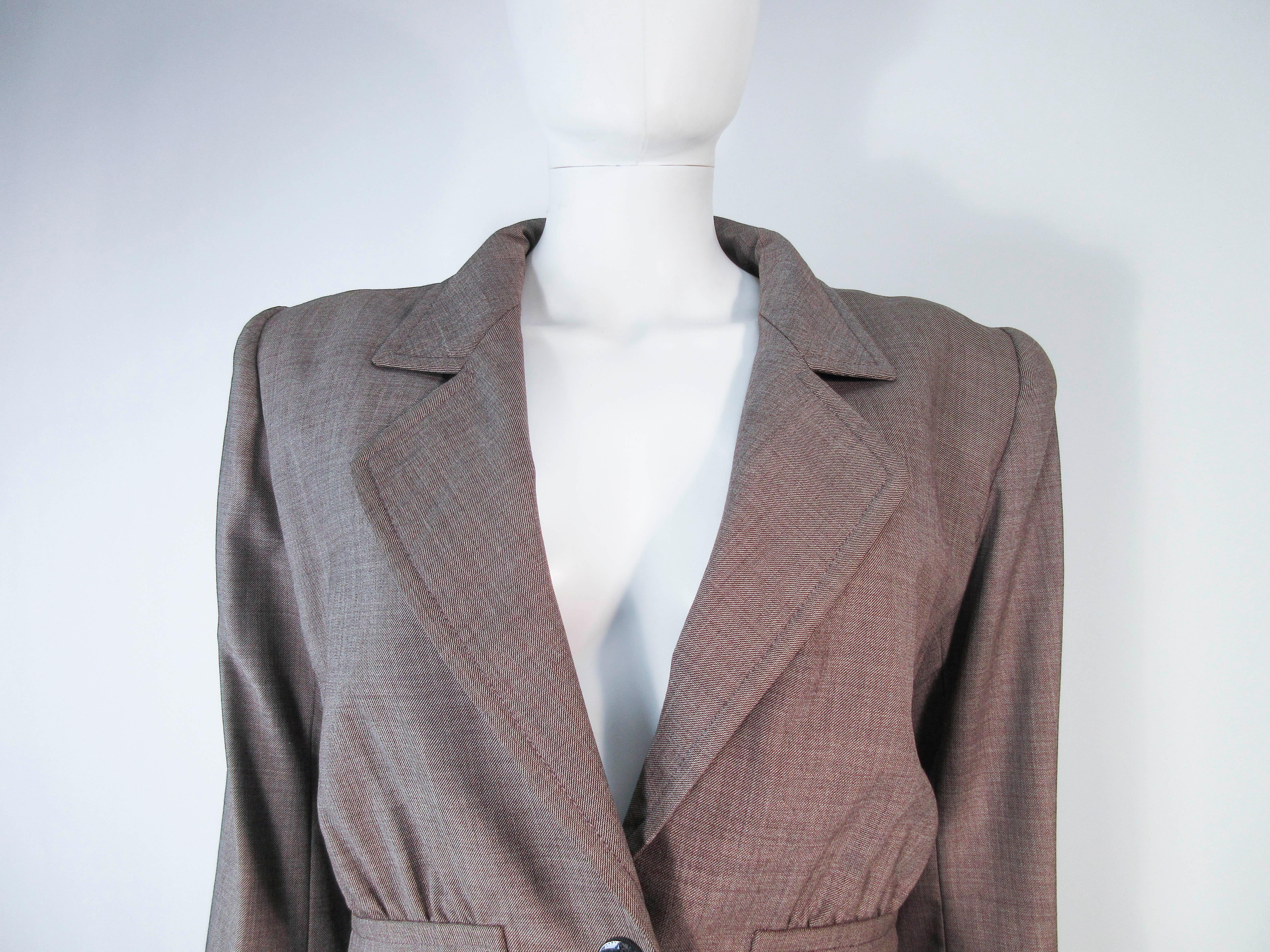 YVES SAINT LAURENT 1970's Brown Skirt Suit Size 4 6 In Excellent Condition In Los Angeles, CA