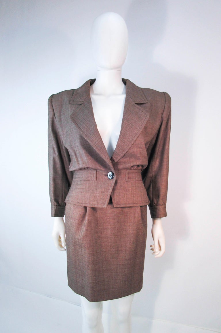 YVES SAINT LAURENT 1970's Brown Skirt Suit Size 4 6 at 1stDibs