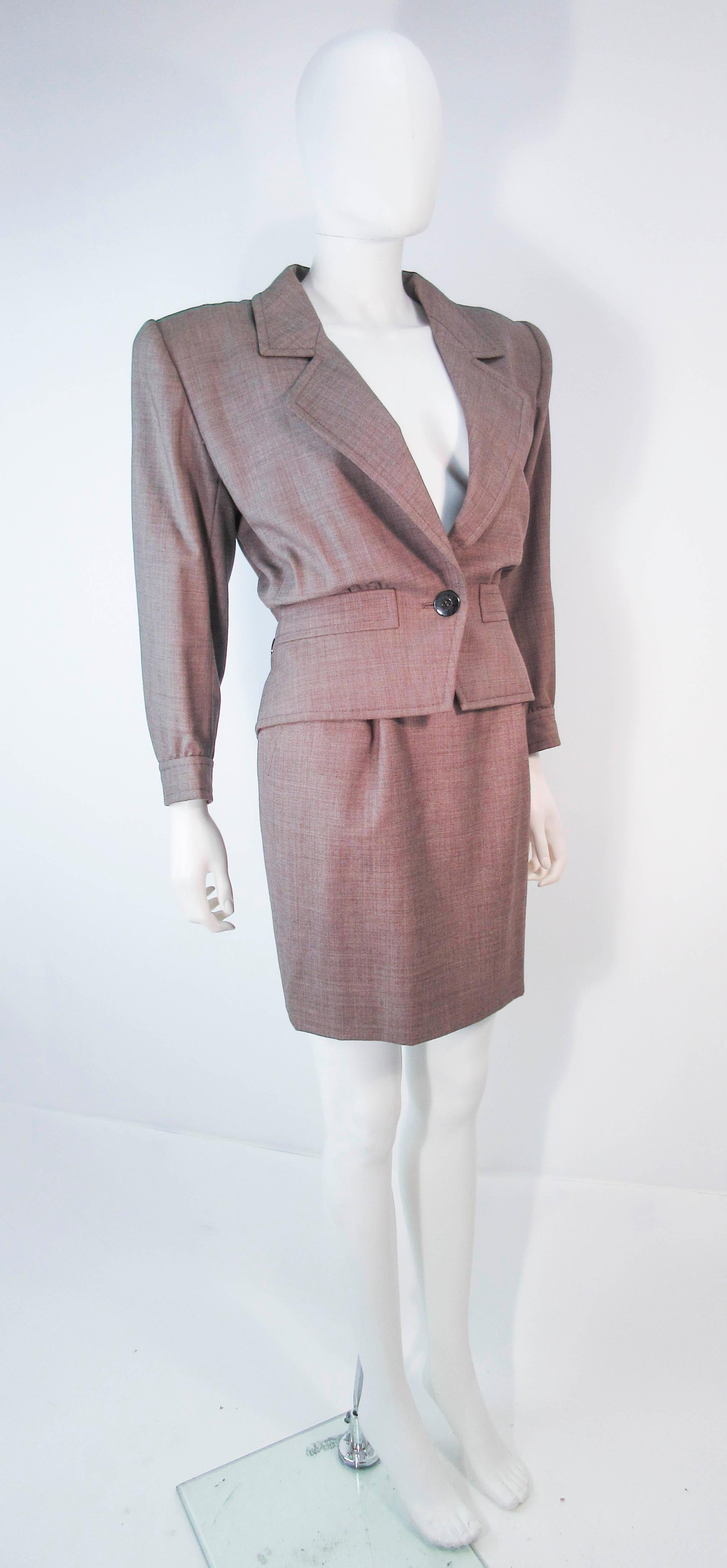 Women's YVES SAINT LAURENT 1970's Brown Skirt Suit Size 4 6