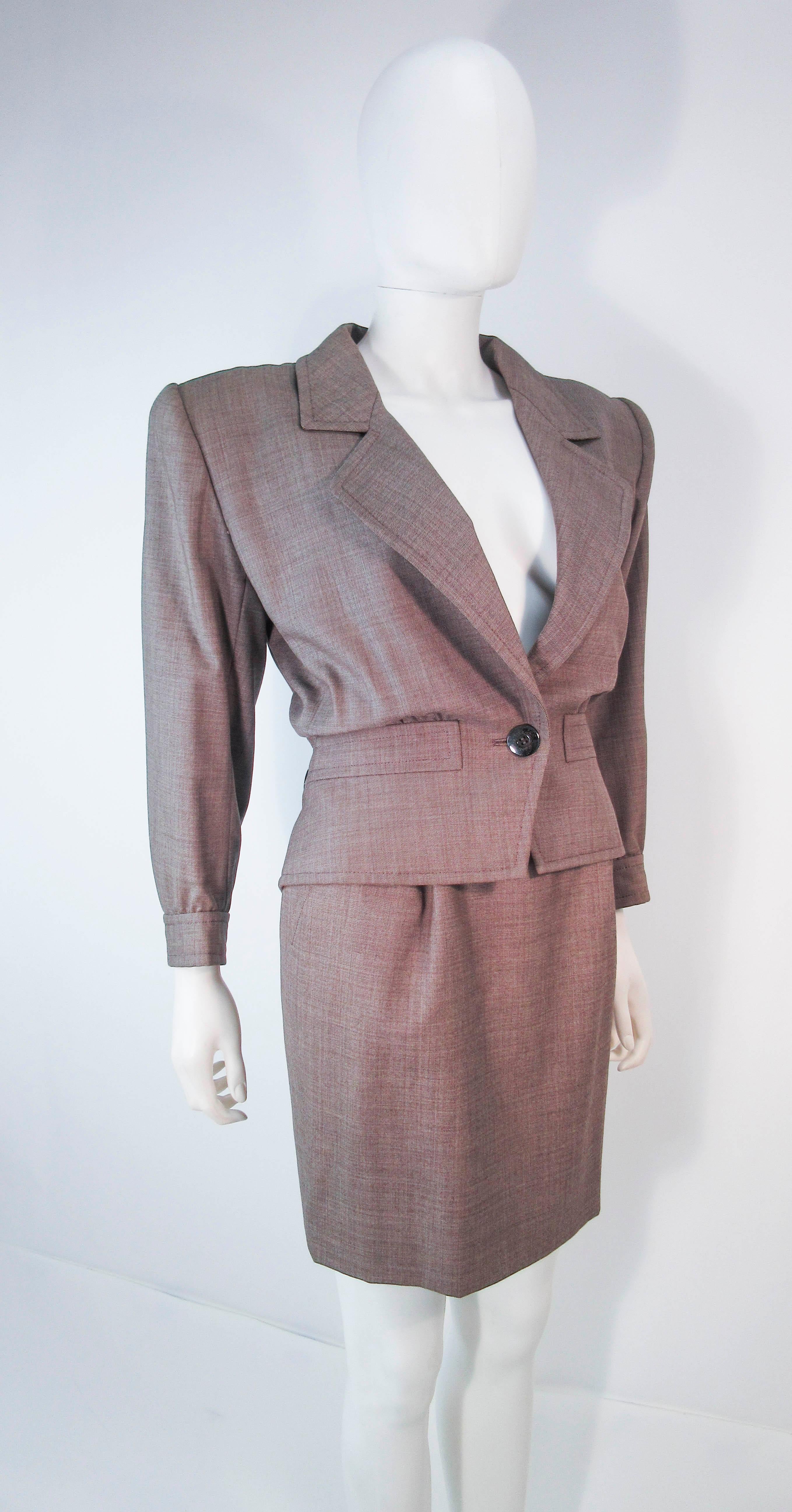YVES SAINT LAURENT 1970's Brown Skirt Suit Size 4 6 1