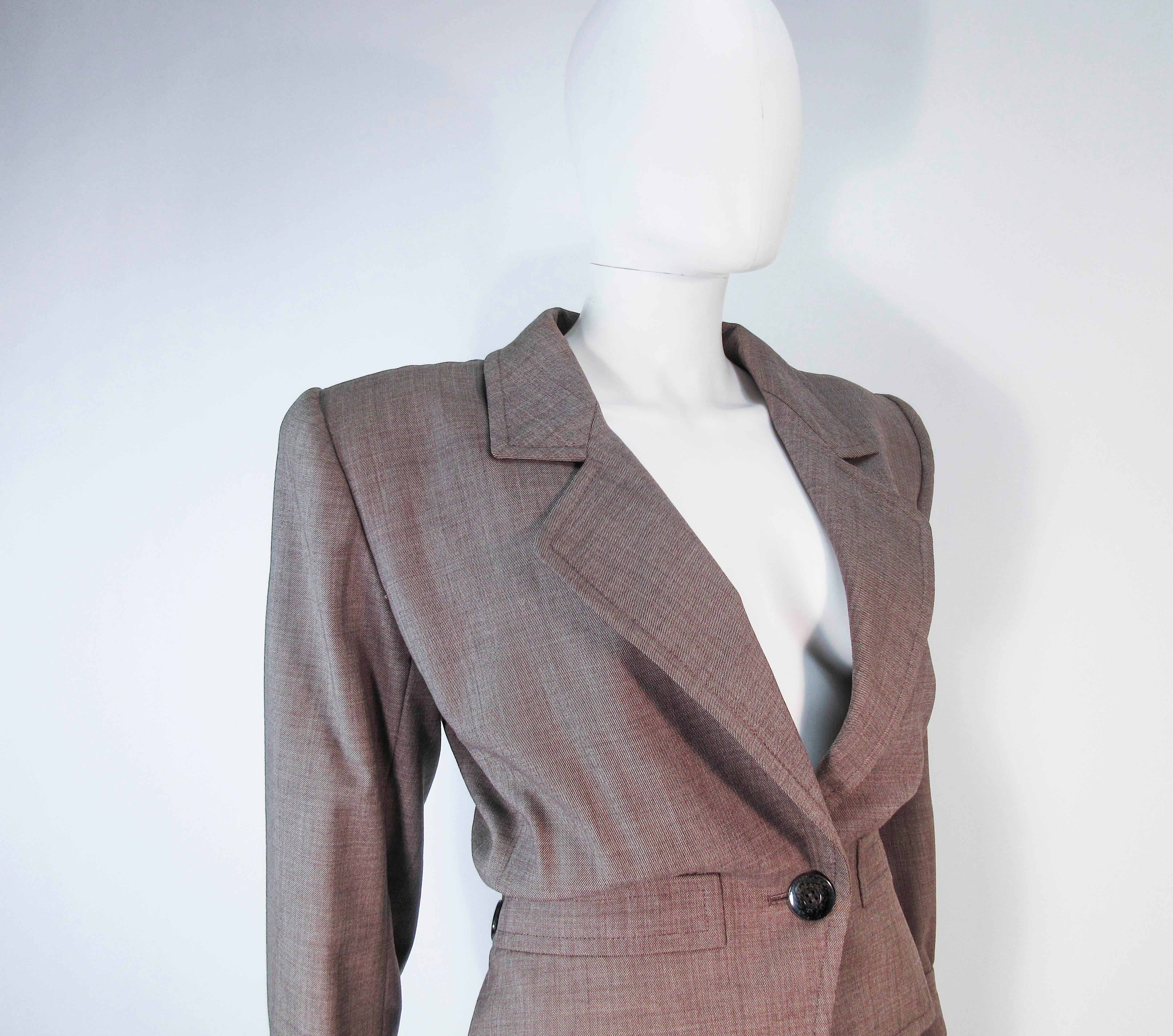 YVES SAINT LAURENT 1970's Brown Skirt Suit Size 4 6 2