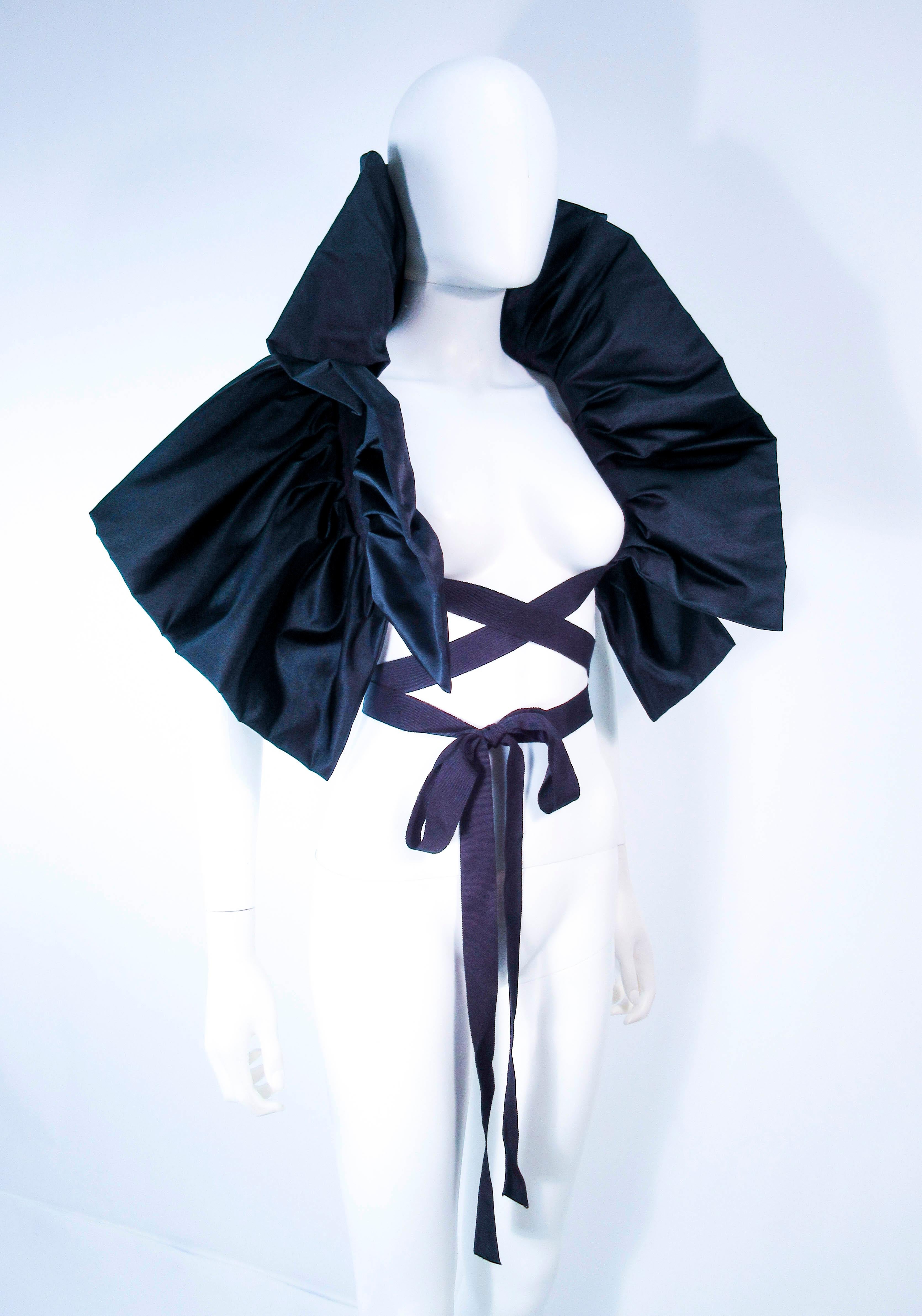 ELIZABETH MASON COUTURE 'Avant Garde' Black Silk Wrap Made to Order In New Condition For Sale In Los Angeles, CA