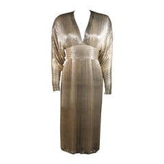Tokyo Kazuko Silver and White Hand Beaded Long Drape Sleeve Cocktail Gown Size S