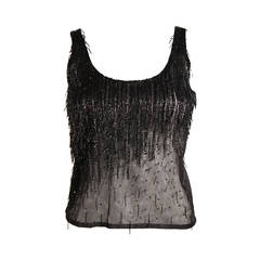 Versace Atelier Beaded Black Mesh Evening Top Size Small 6