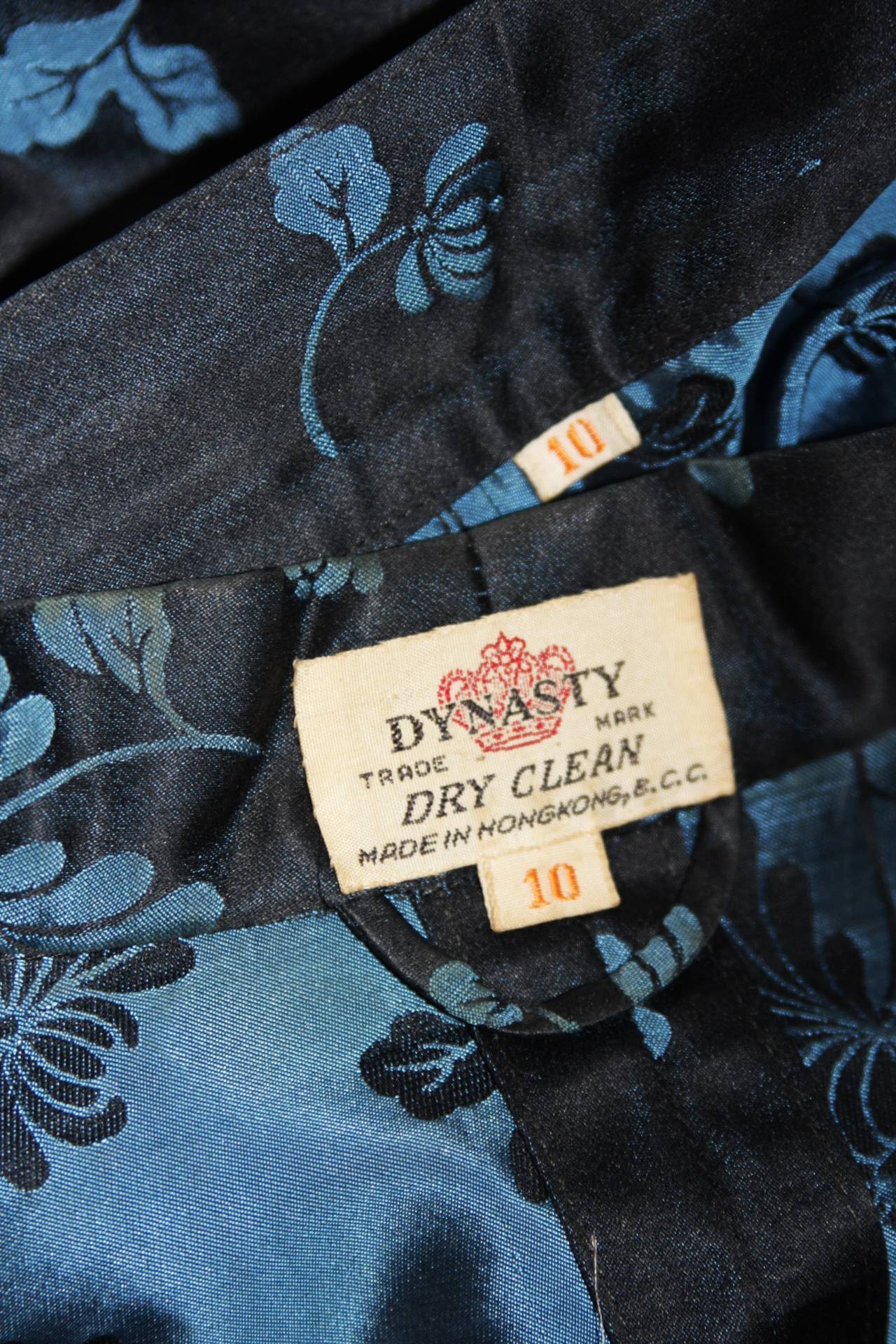 Atomic Era Dynasty Asian Inspired Black and Blue Floral Pant Suit Sz 0 ...