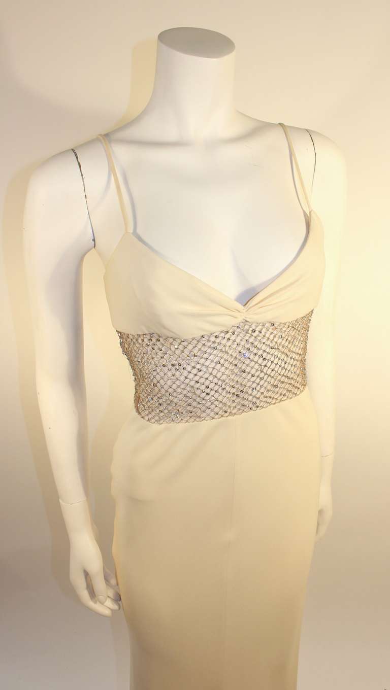 Valentino Rhinestone Cream Gown 1