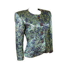 Yves Saint Laurent Rive Gauche Green Brocade Jacket