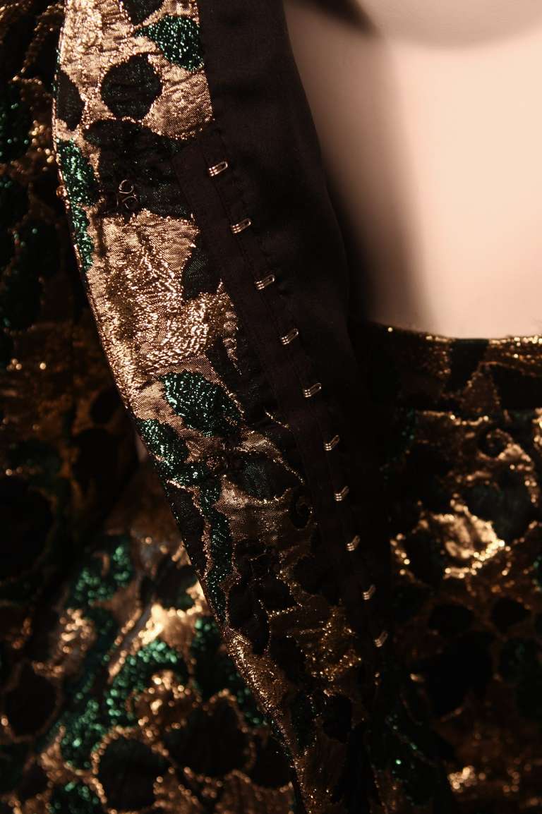 Yves Saint Laurent Gold and Green Floral Skirt Suit 2