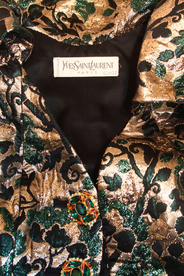 Yves Saint Laurent Gold and Green Floral Skirt Suit 3
