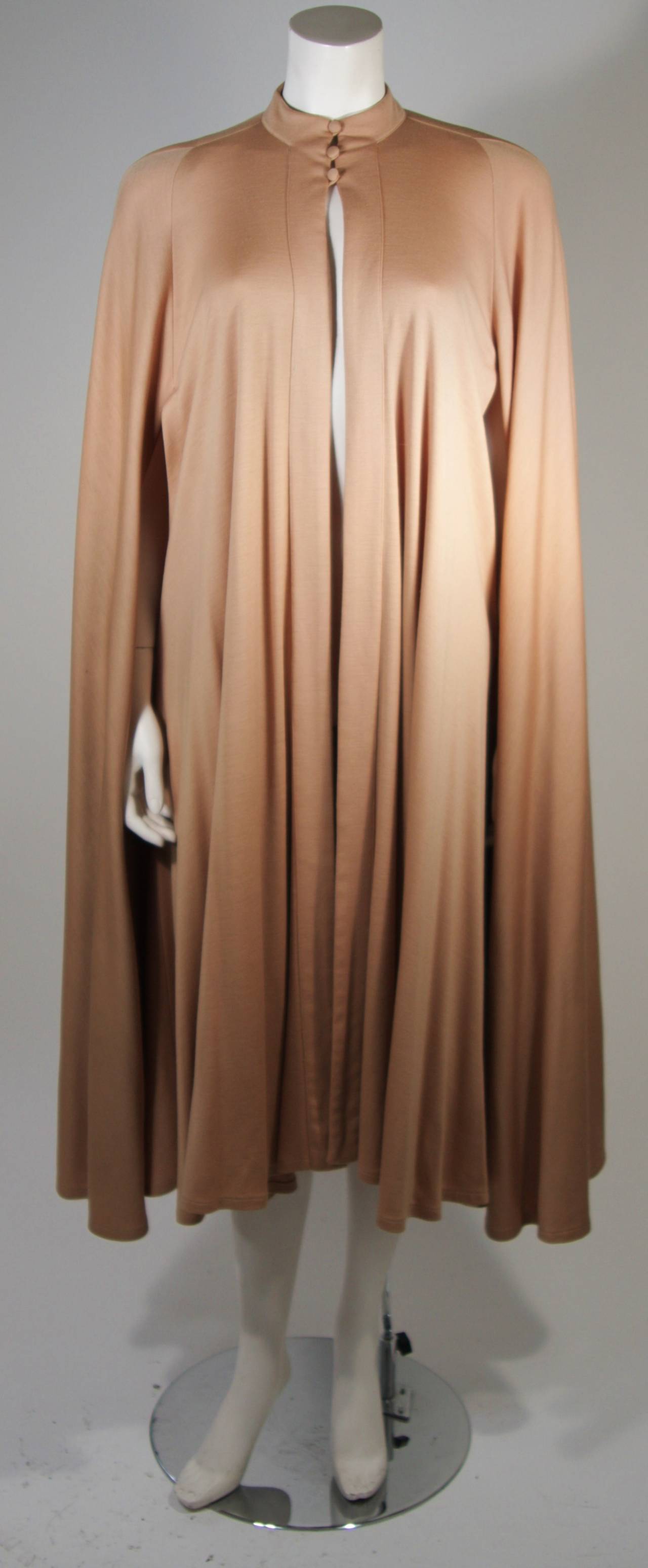 Nolan Miller Attributed Camel Wool Cape and Cocktail Dress Size Small 2