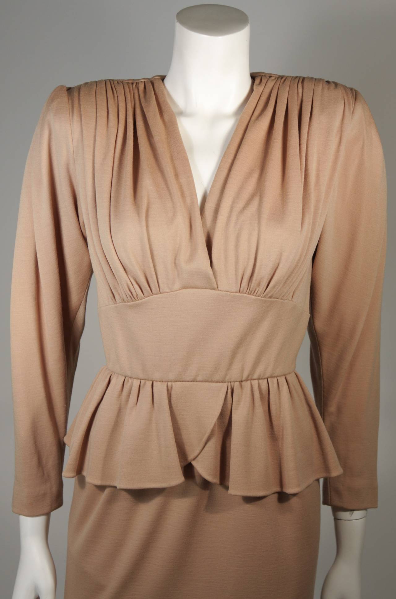 Brown Nolan Miller Attributed Camel Wool Cape and Cocktail Dress Size Small
