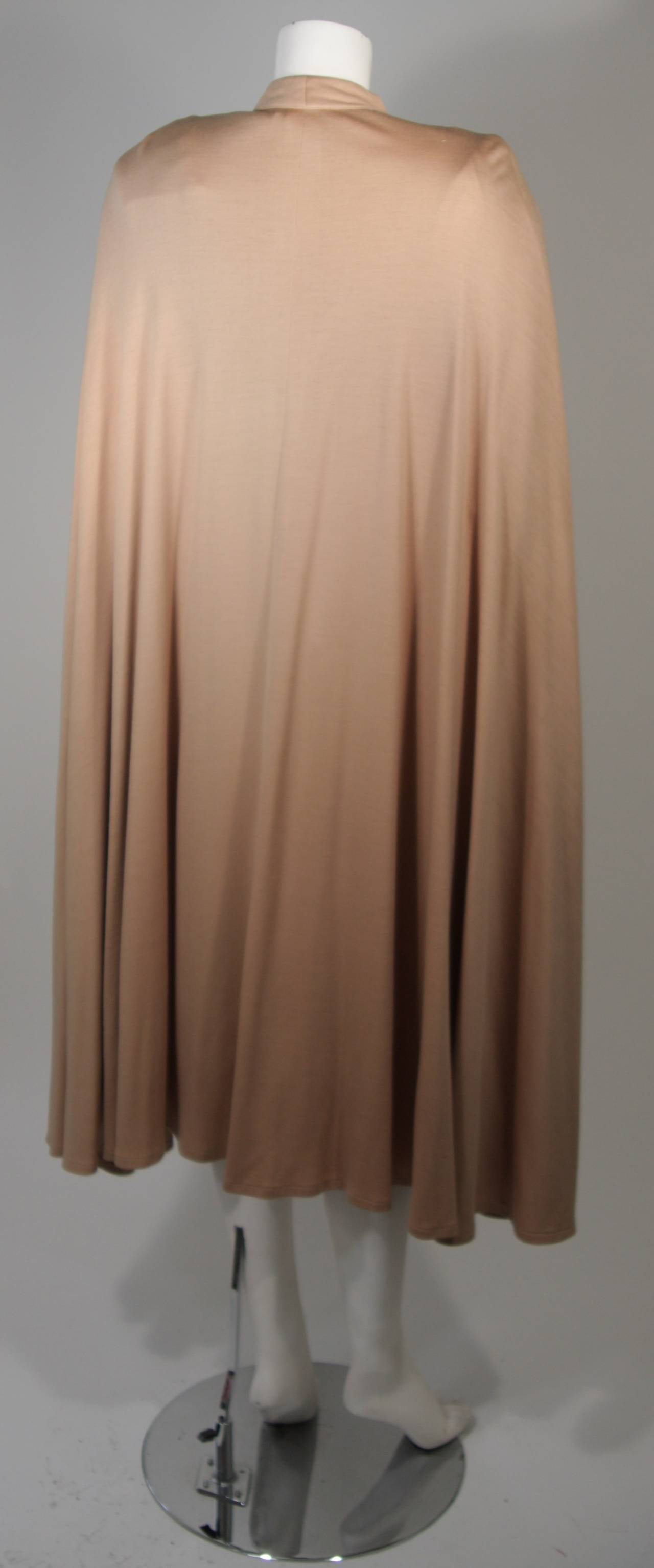Nolan Miller Attributed Camel Wool Cape and Cocktail Dress Size Small 4