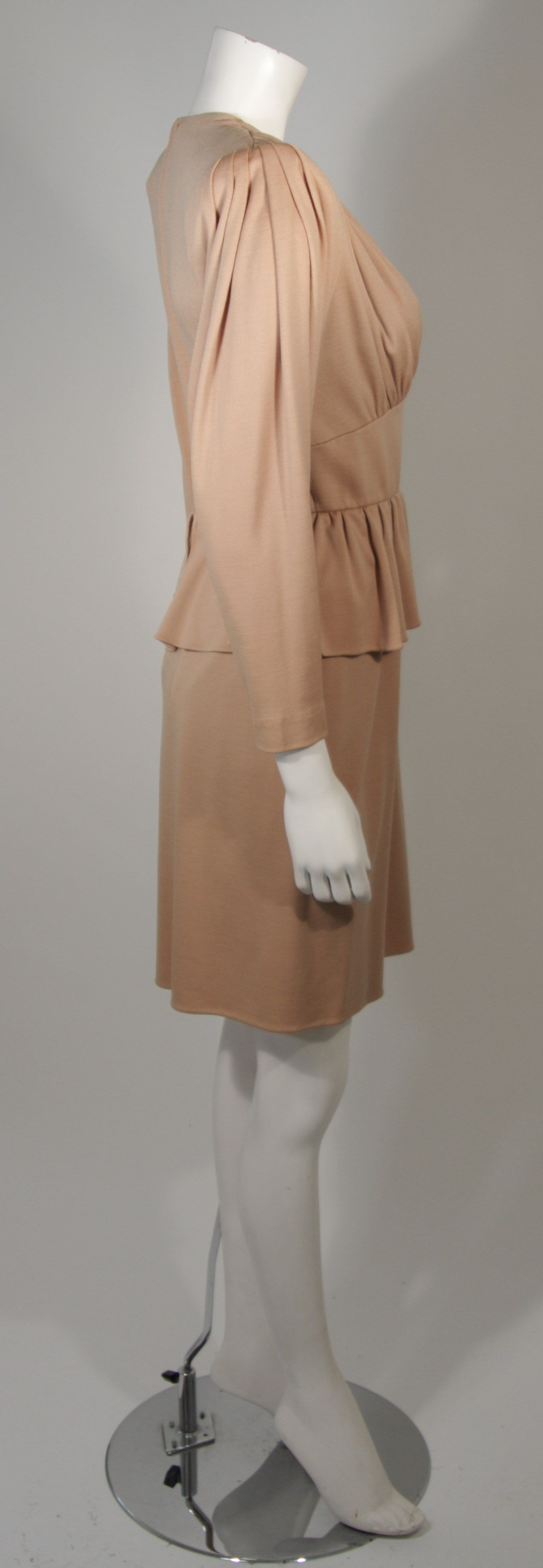Women's Nolan Miller Attributed Camel Wool Cape and Cocktail Dress Size Small