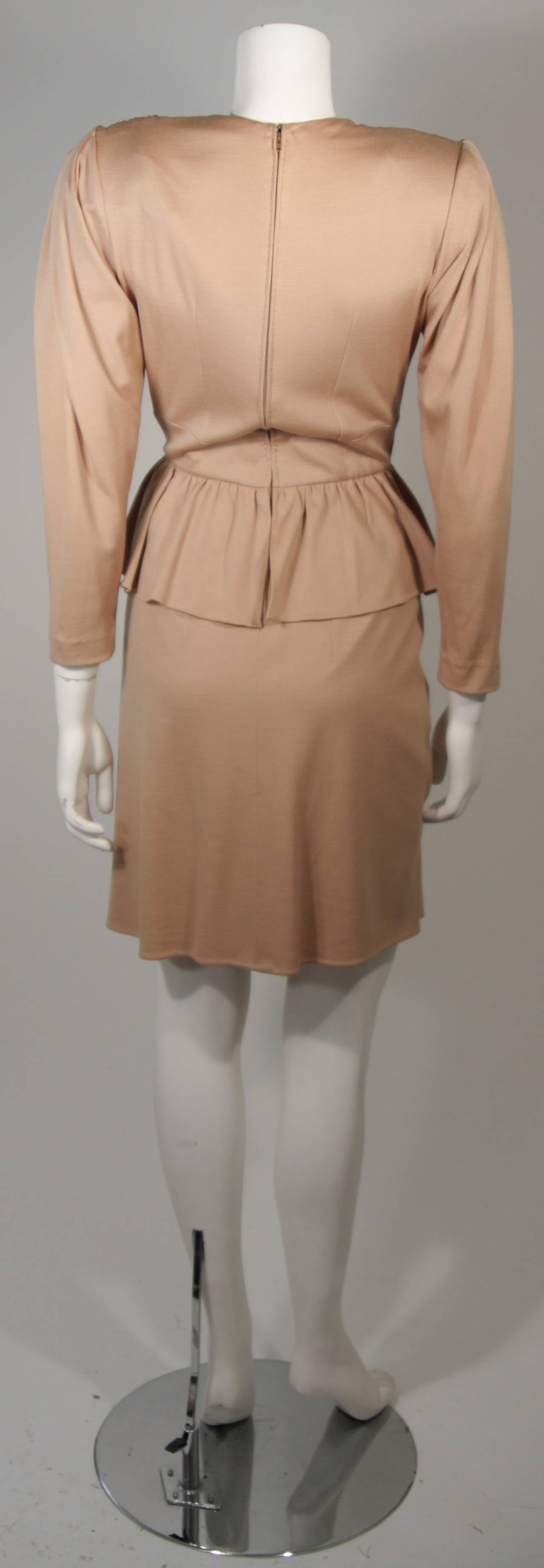 Nolan Miller Attributed Camel Wool Cape and Cocktail Dress Size Small 1