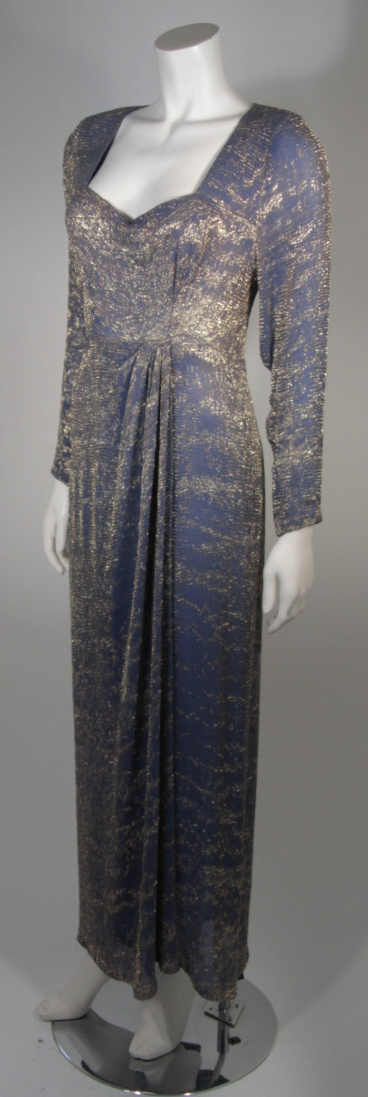 Nolan Miller Attributed Custom Evening Gown Ensemble with White Fox Wrap Size S In Excellent Condition For Sale In Los Angeles, CA