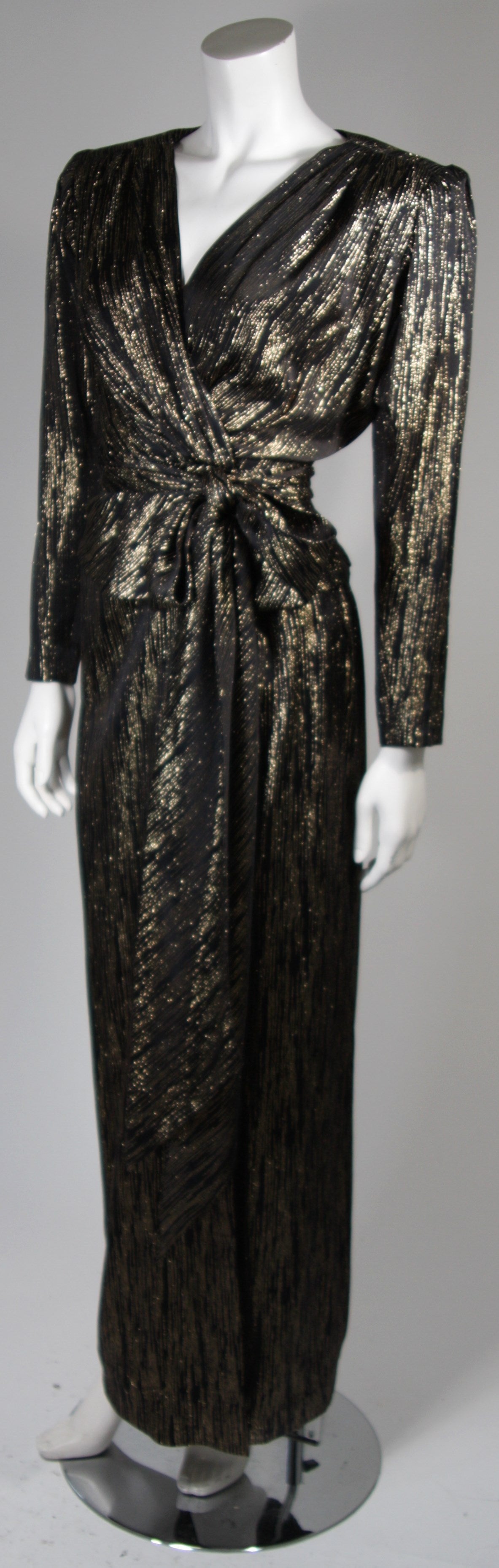 Women's Nolan Miller Attributed Black and Gold Lame Ensemble Size Small