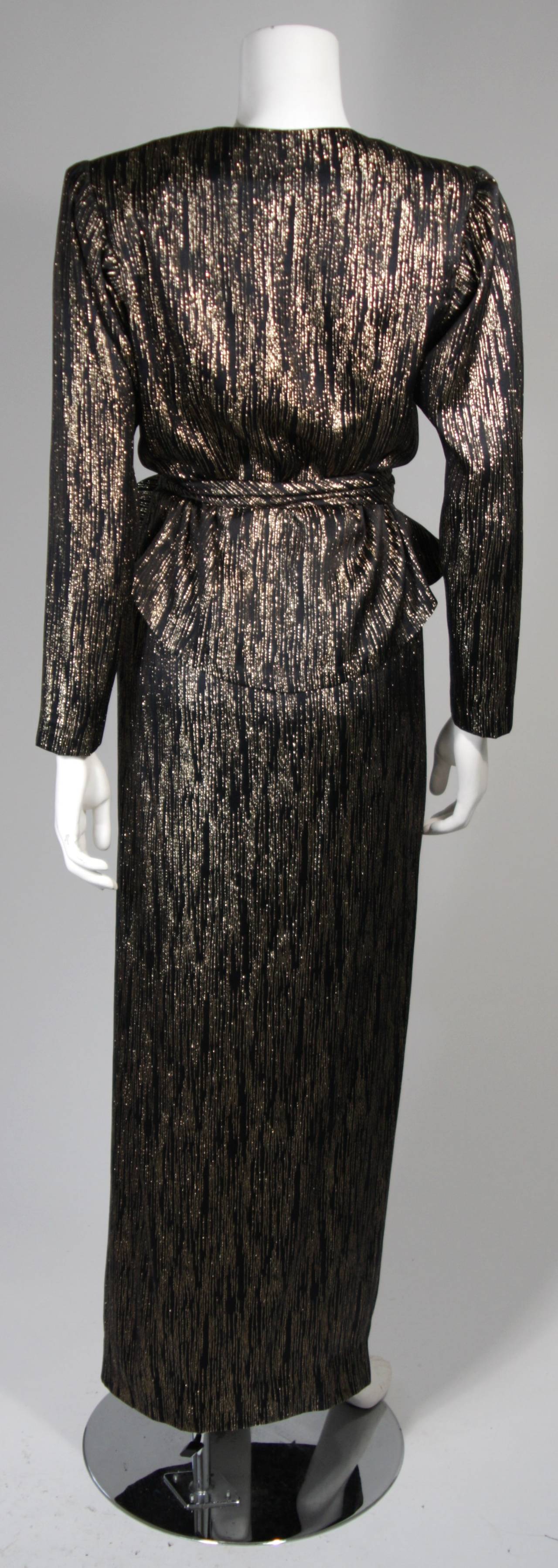 Nolan Miller Attributed Black and Gold Lame Ensemble Size Small 2