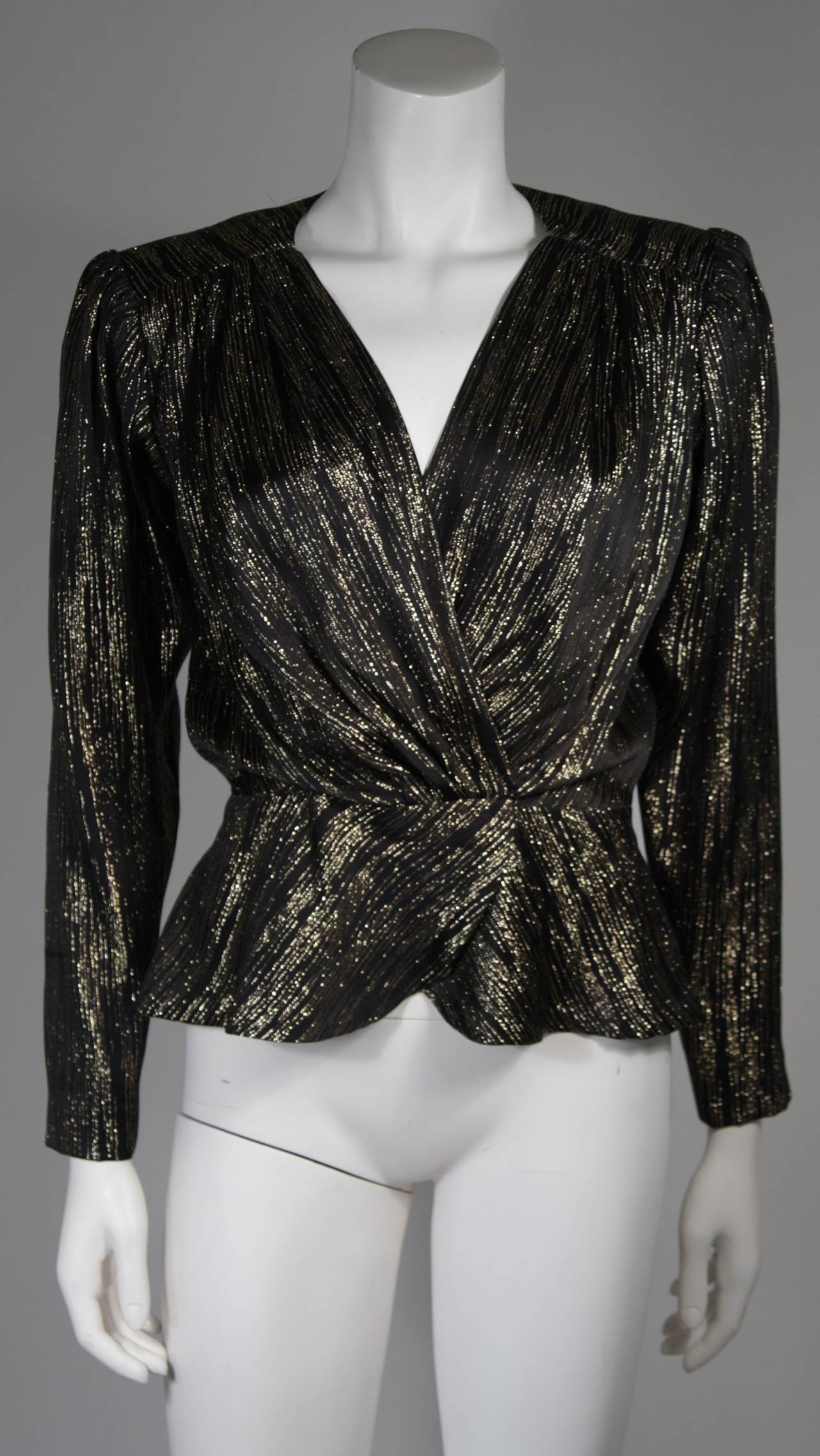 Nolan Miller Attributed Black and Gold Lame Ensemble Size Small 4