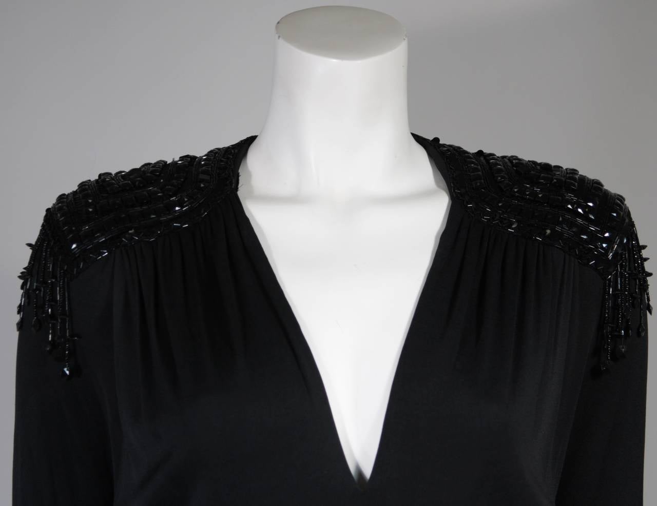 Nolan Miller Attributed Black Jersey Embellished Cocktail Dress Size ...