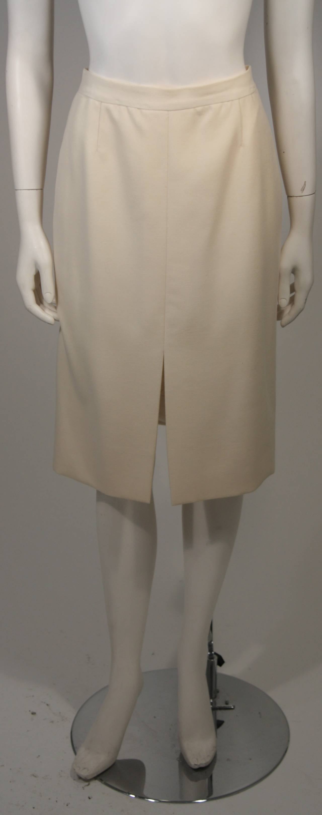 Nolan Miller Couture Embellished Ivory Wool Skirt Suit Size Small 3