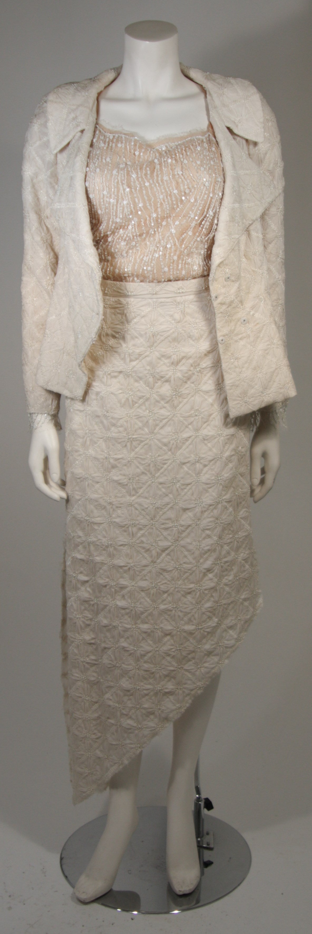 Marrone Nolan Miller Attributed Custom Couture Skirt Suit Ensemble Taglia Small in vendita