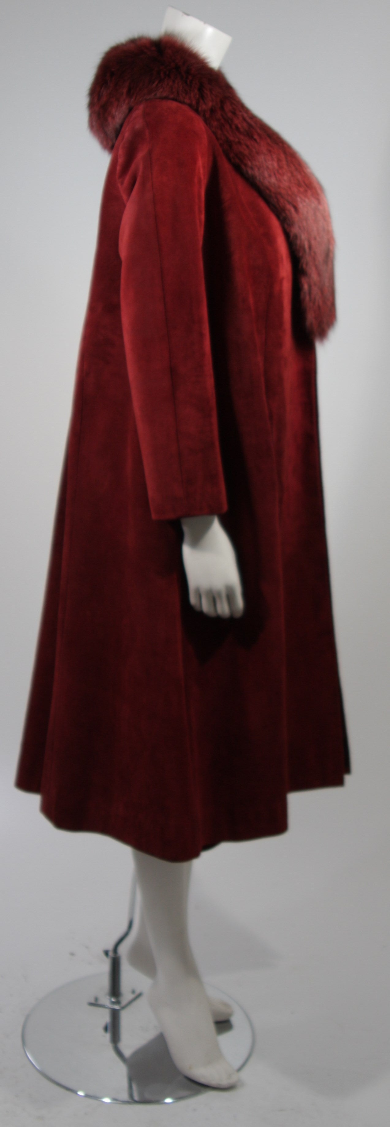 Nolan Miller Burgundy Suede and Fox Coat Ensemble Size Small 2