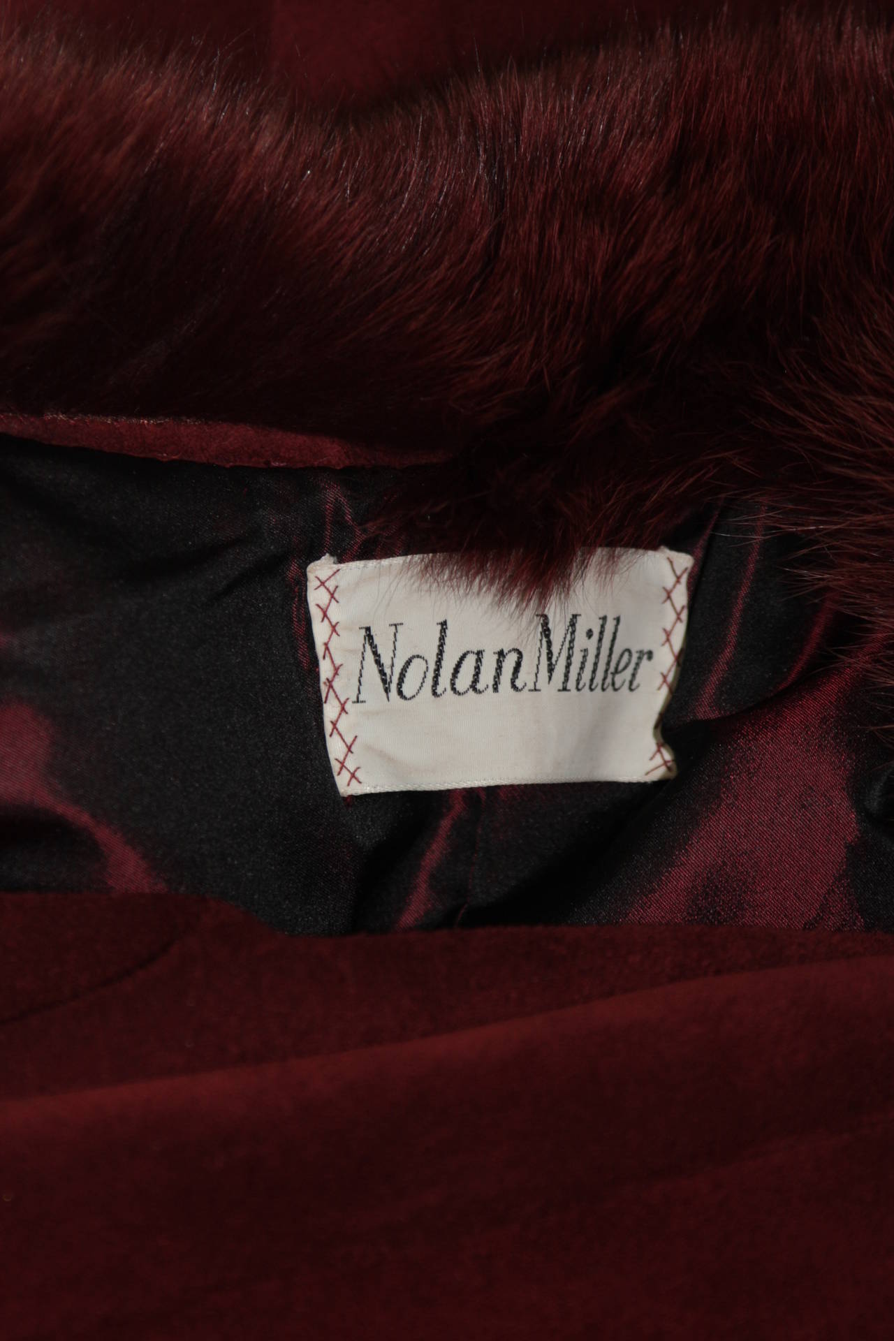 Nolan Miller Burgundy Suede and Fox Coat Ensemble Size Small 5